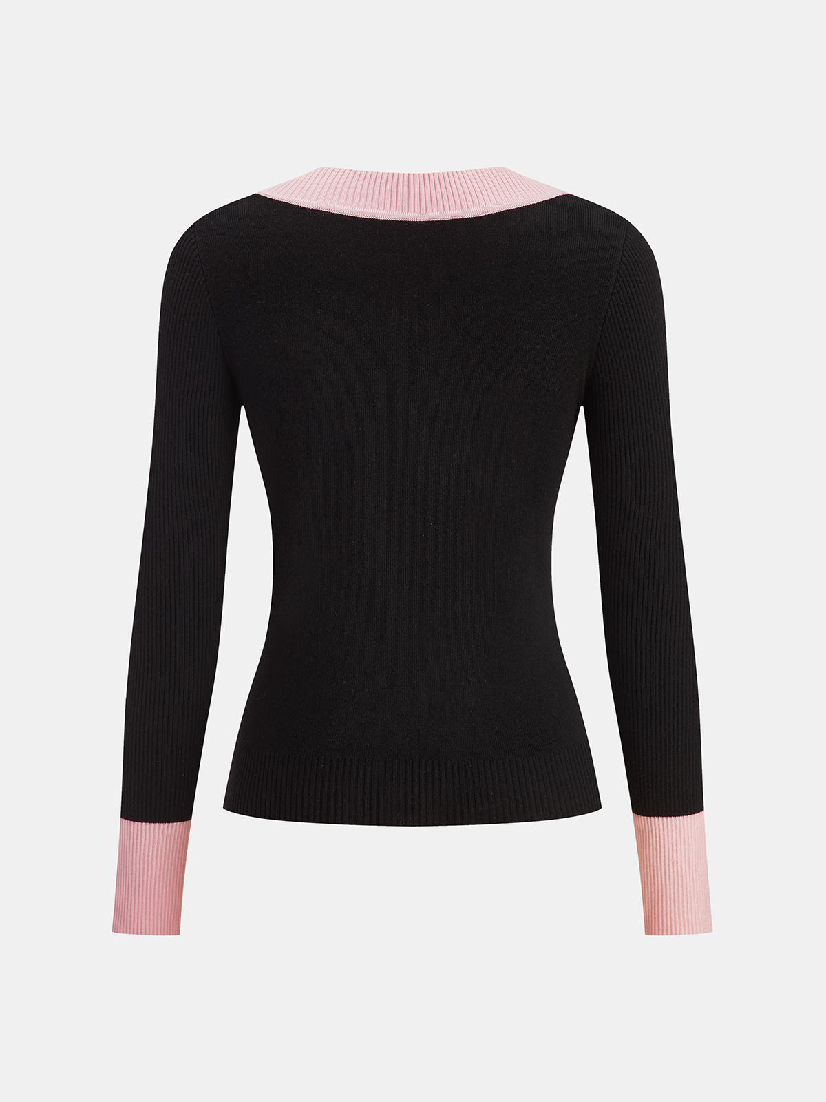 Contrast Trim Wool-Blend Knit Top