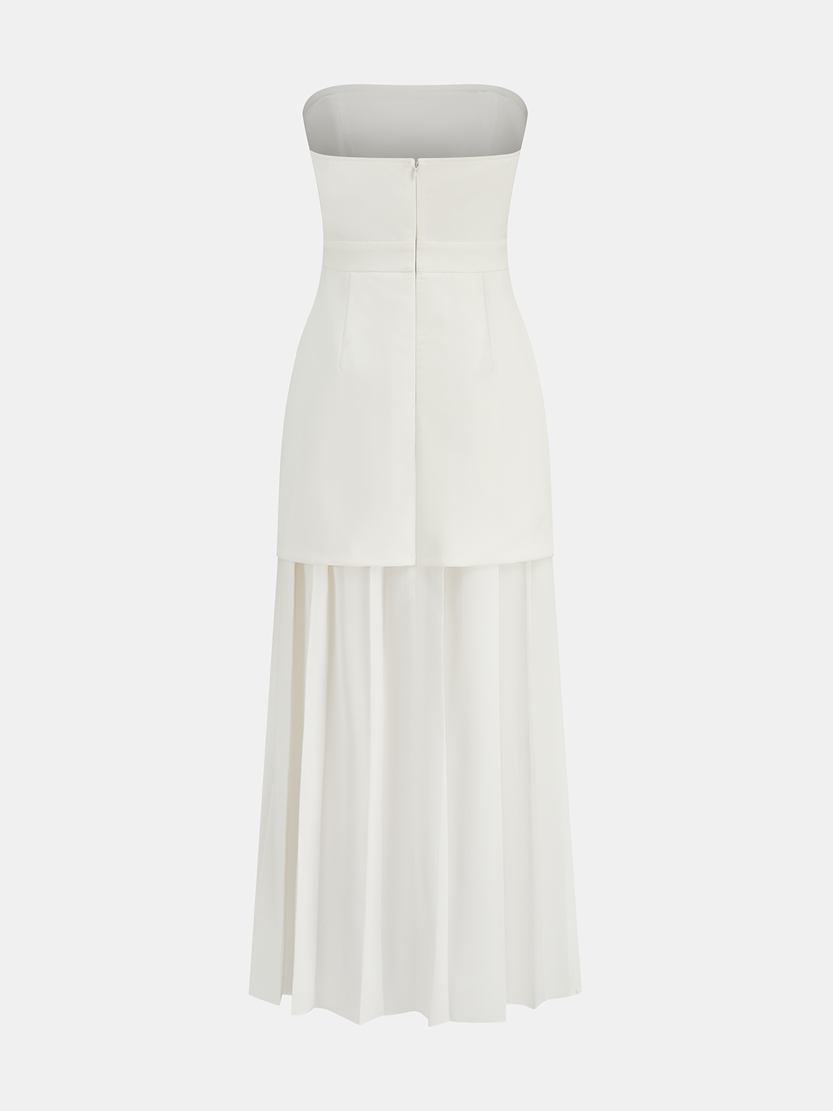 Plissiertes trägerloses Maxikleid mit abnehmbaren Trägern