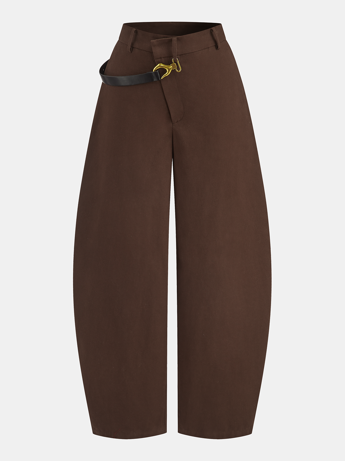 Asymmetrische Hose mit Gürtel und geschwungenem Bein