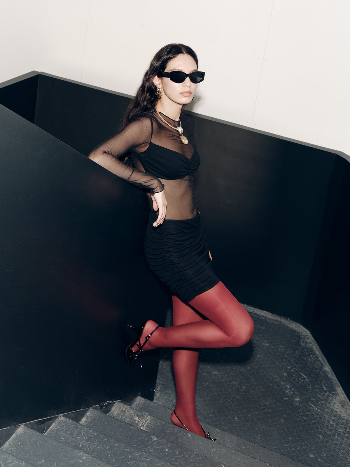 Sheer Mesh Paneled Bodycon Mini Dress