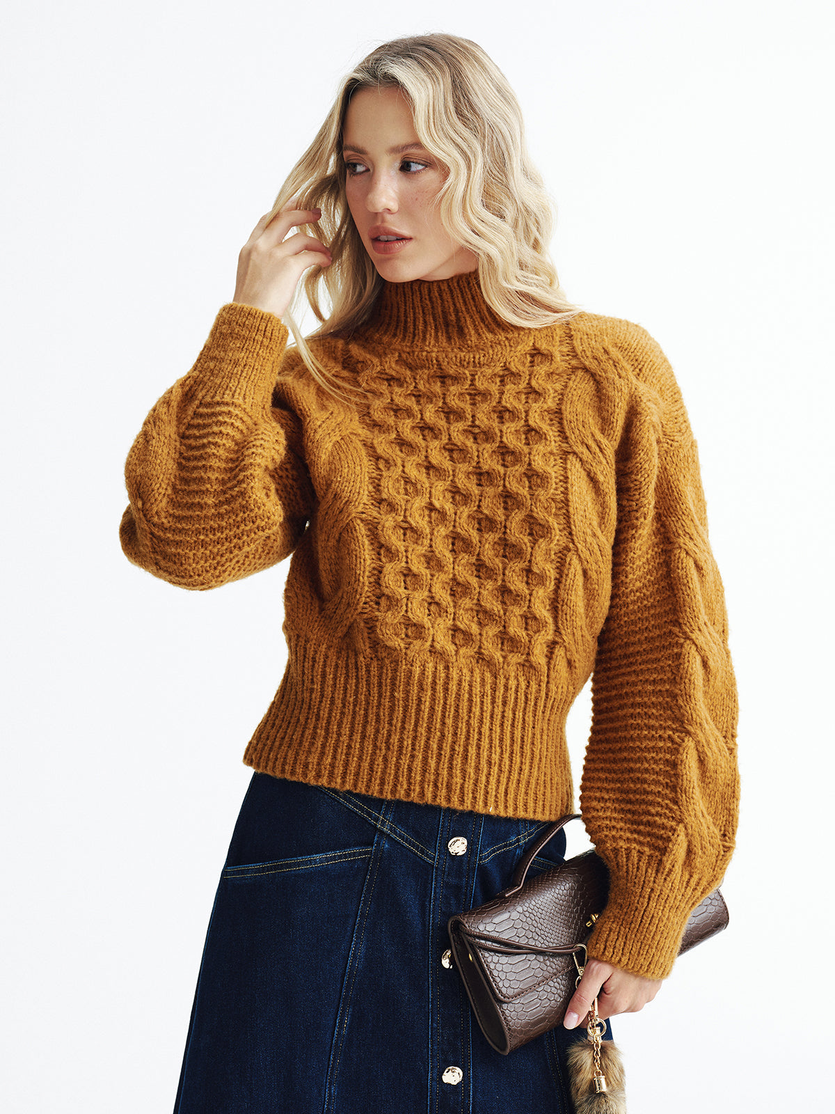 Cable-Knit Turtleneck Sweater