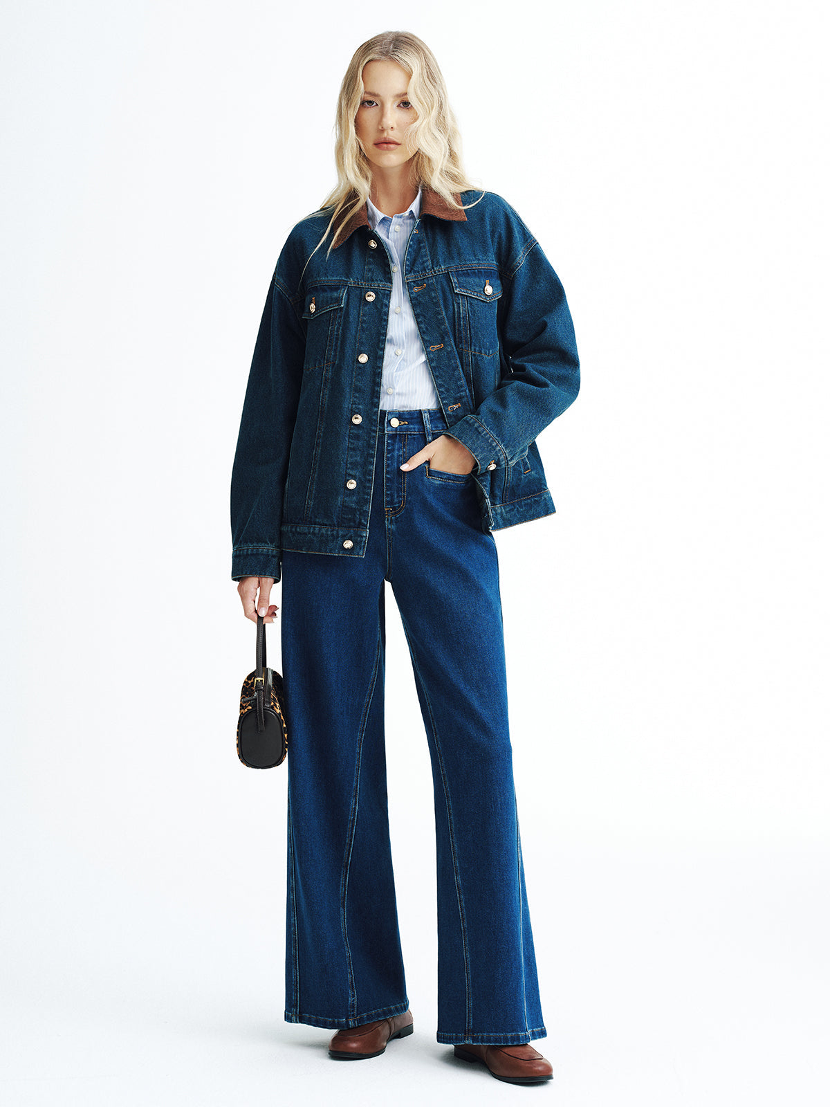 High-Waisted Denim Wide-Leg Jeans