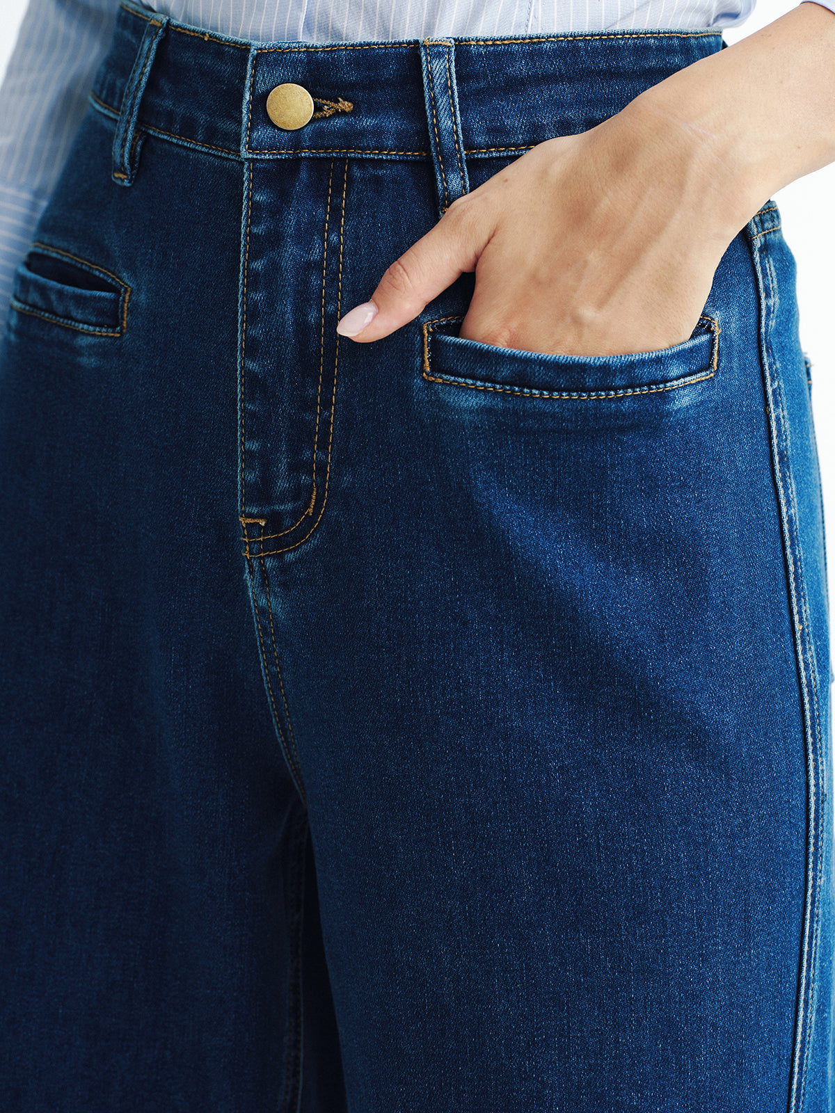 High-Waisted Denim Wide-Leg Jeans