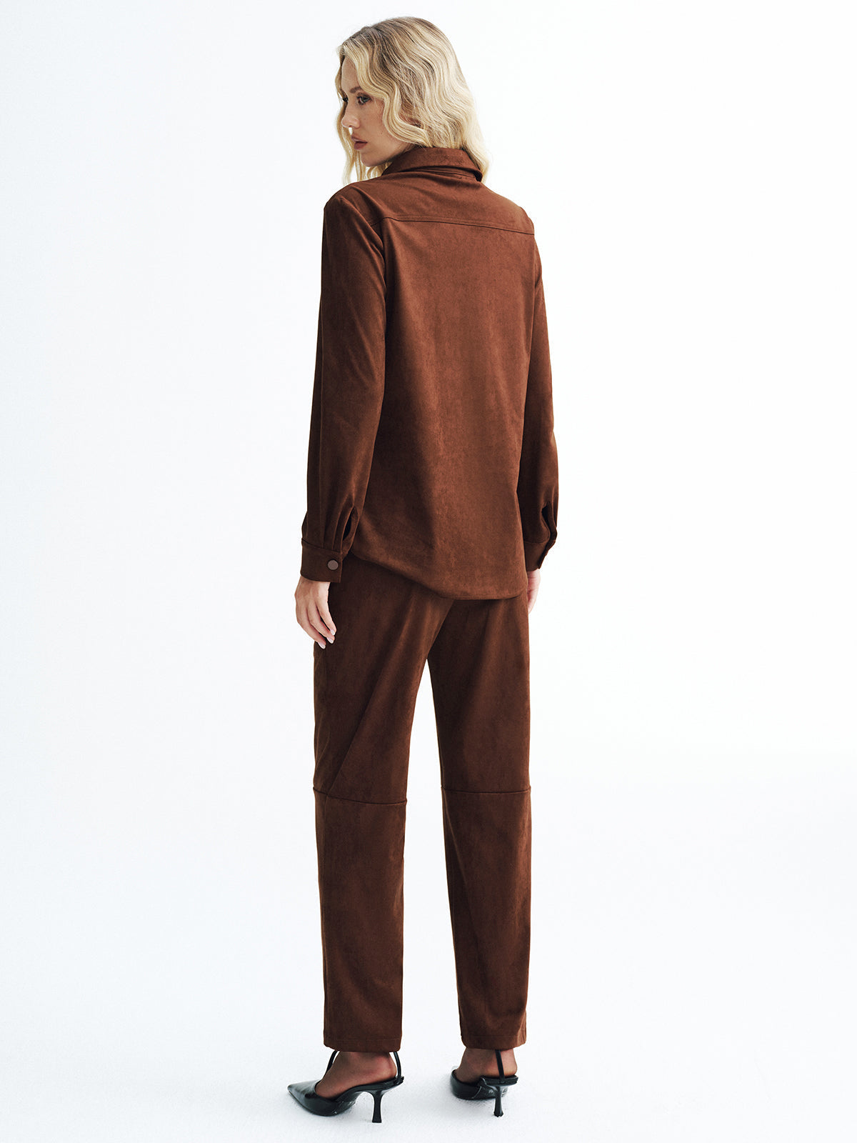 Freizeithose aus Velourslederimitat mit mittelhohem Bund
