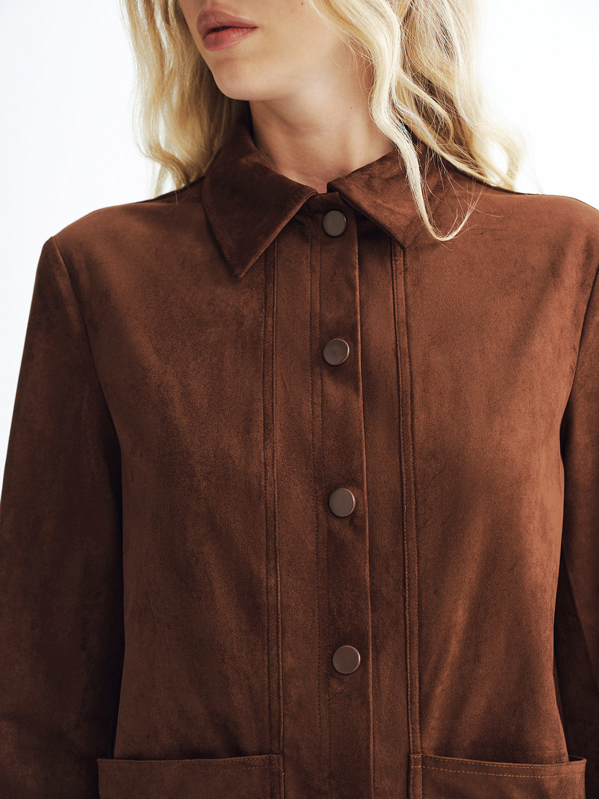 Faux Suede Long Sleeve Shirt