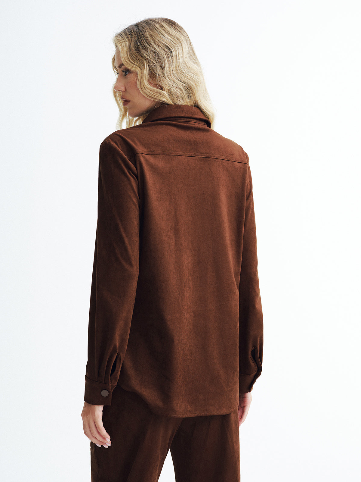 Faux Suede Long Sleeve Shirt