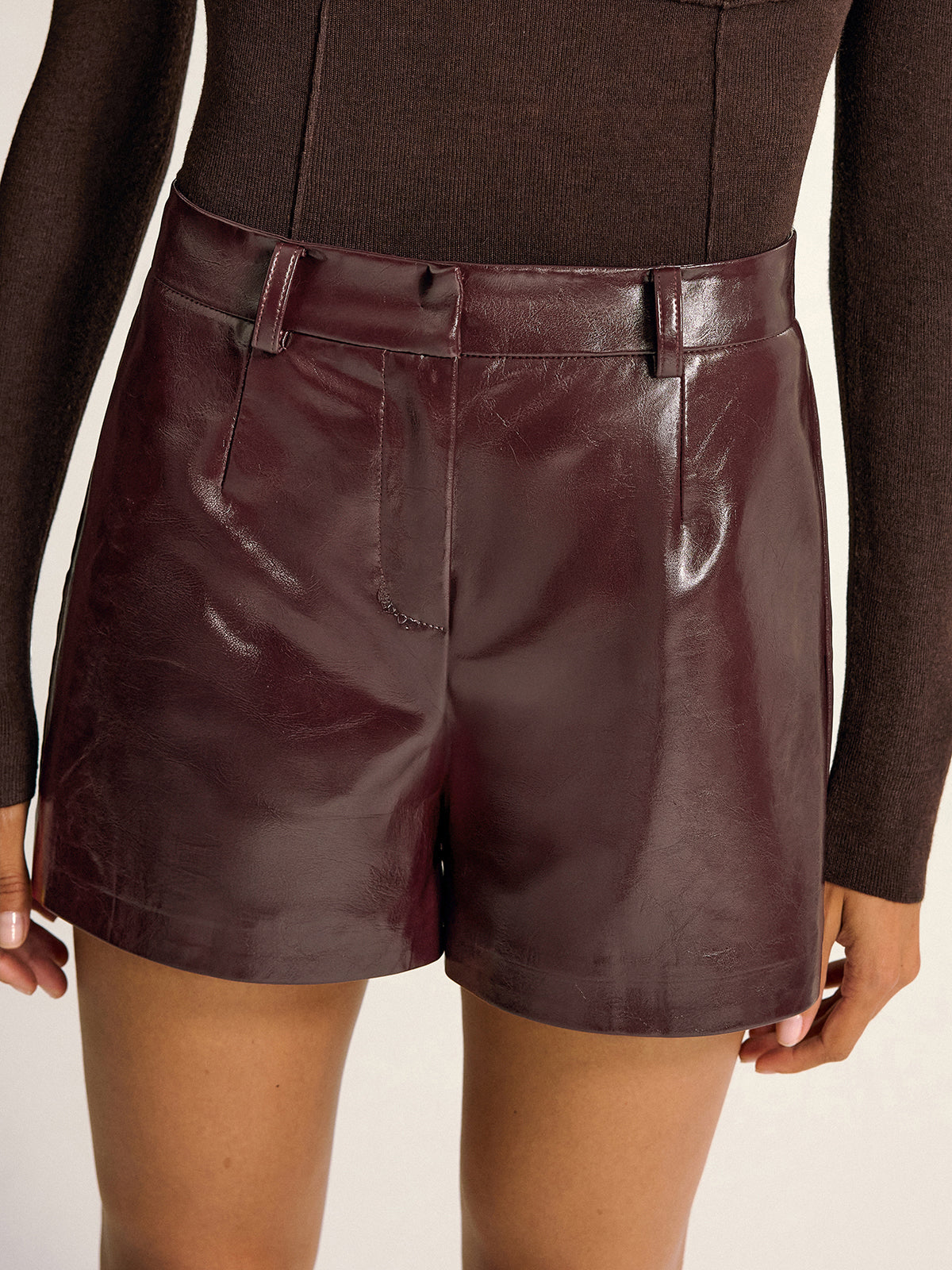 Shorts en similicuir sans ceinture