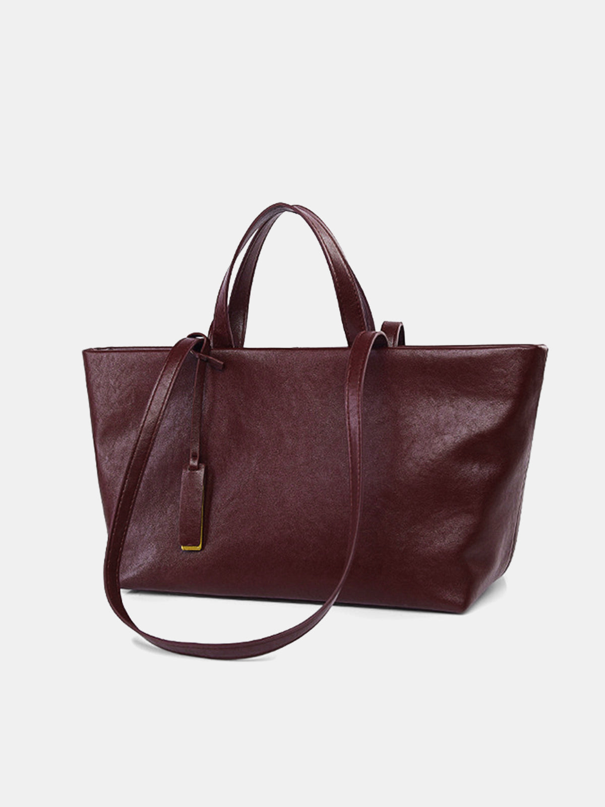 Faux Leather Large-Capacity Tote Bag