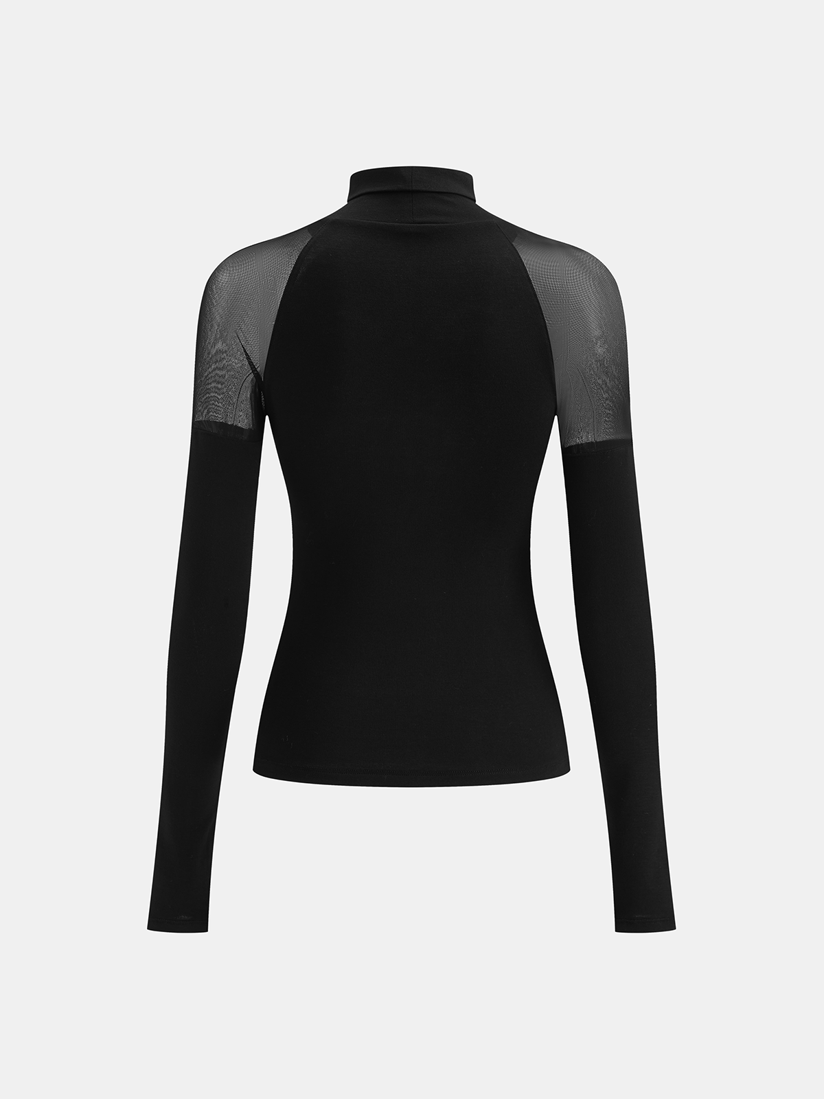 Haut à manches longues et col roulé en maille transparente