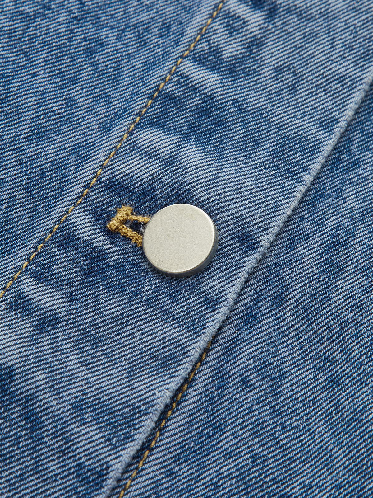 Curved Sleeve Denim Collared Jacket