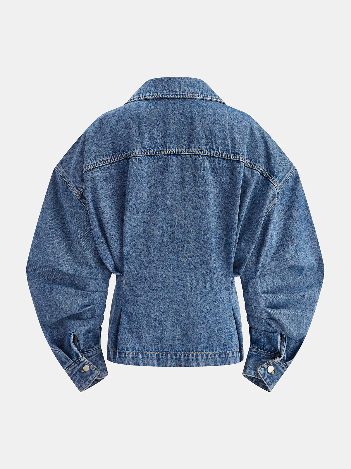 Curved Sleeve Denim Collared Jacket