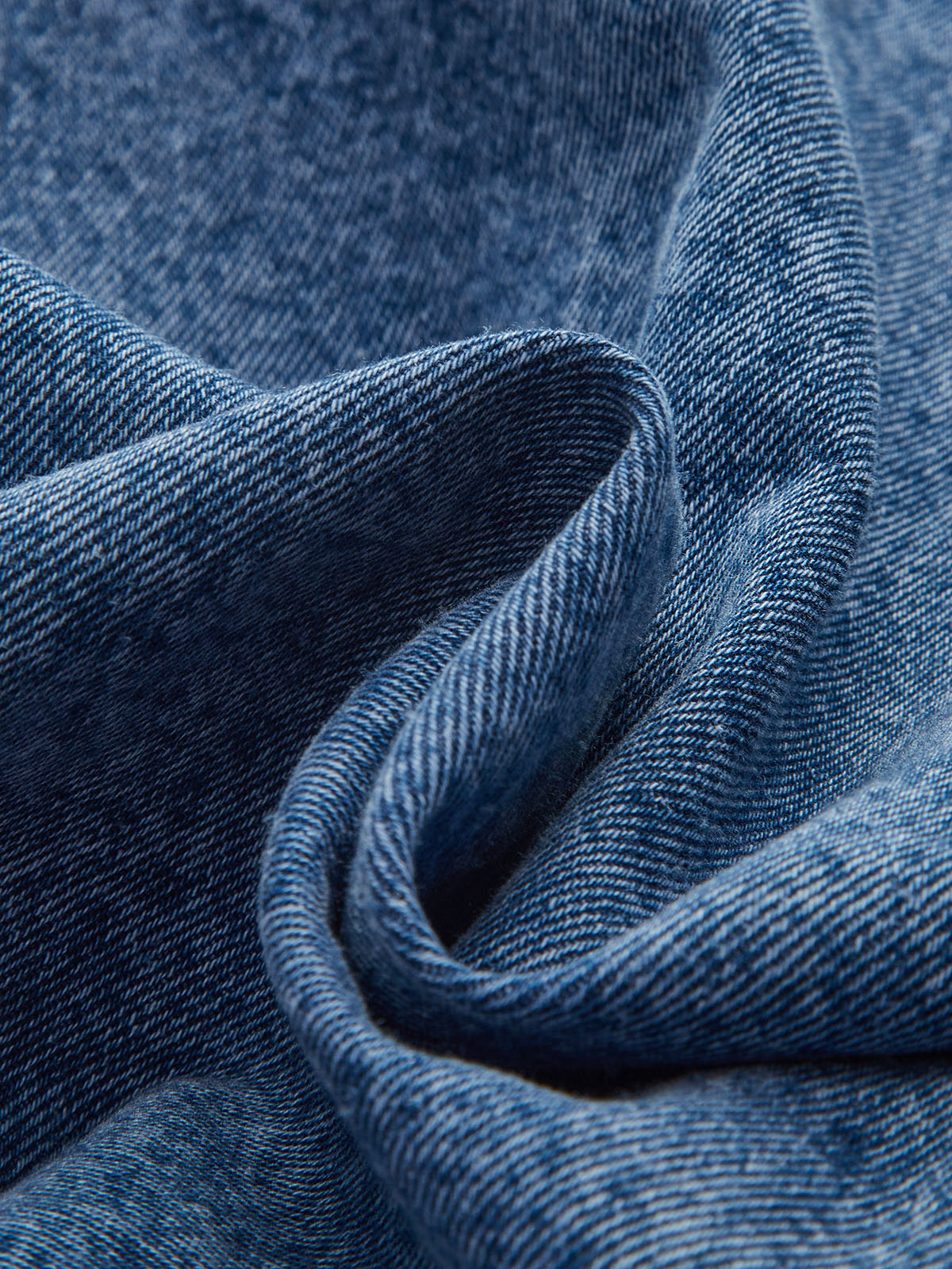 Curved Sleeve Denim Collared Jacket