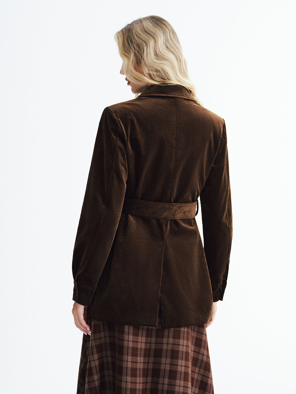 Collared Corduroy Belted Jacket