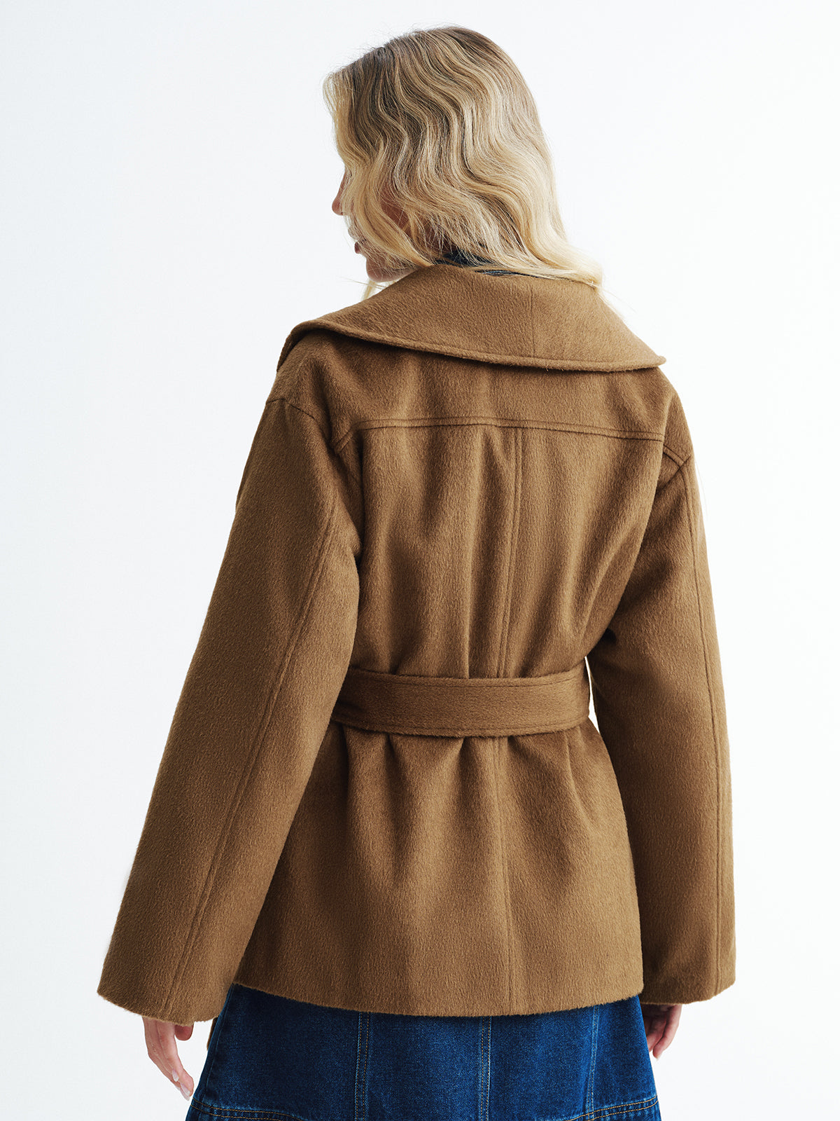 Fringed Belted Fleece Coat