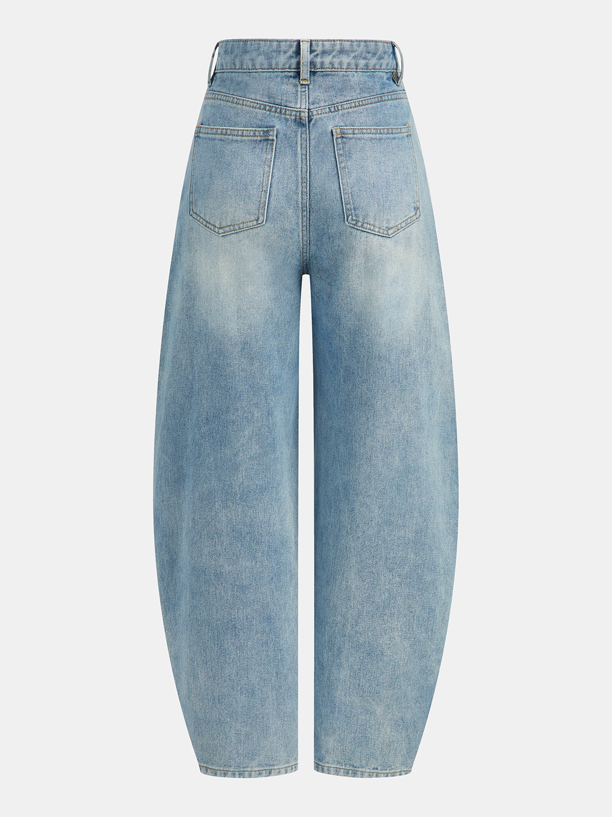 High-Waist-Denim-Jeans mit asymmetrisch geschwungenem Bein