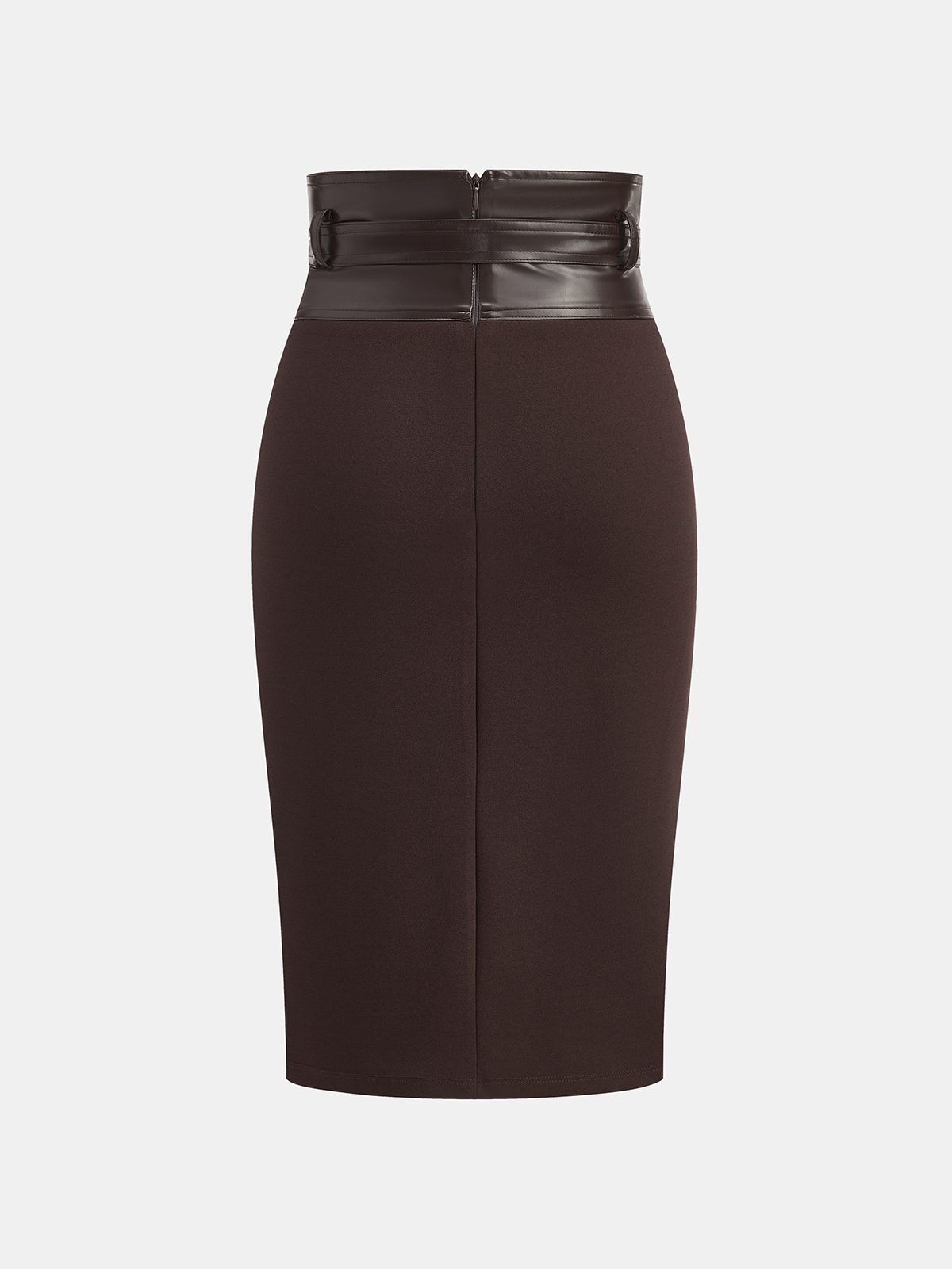 Jupe Midi en Similicuir avec Ceinture