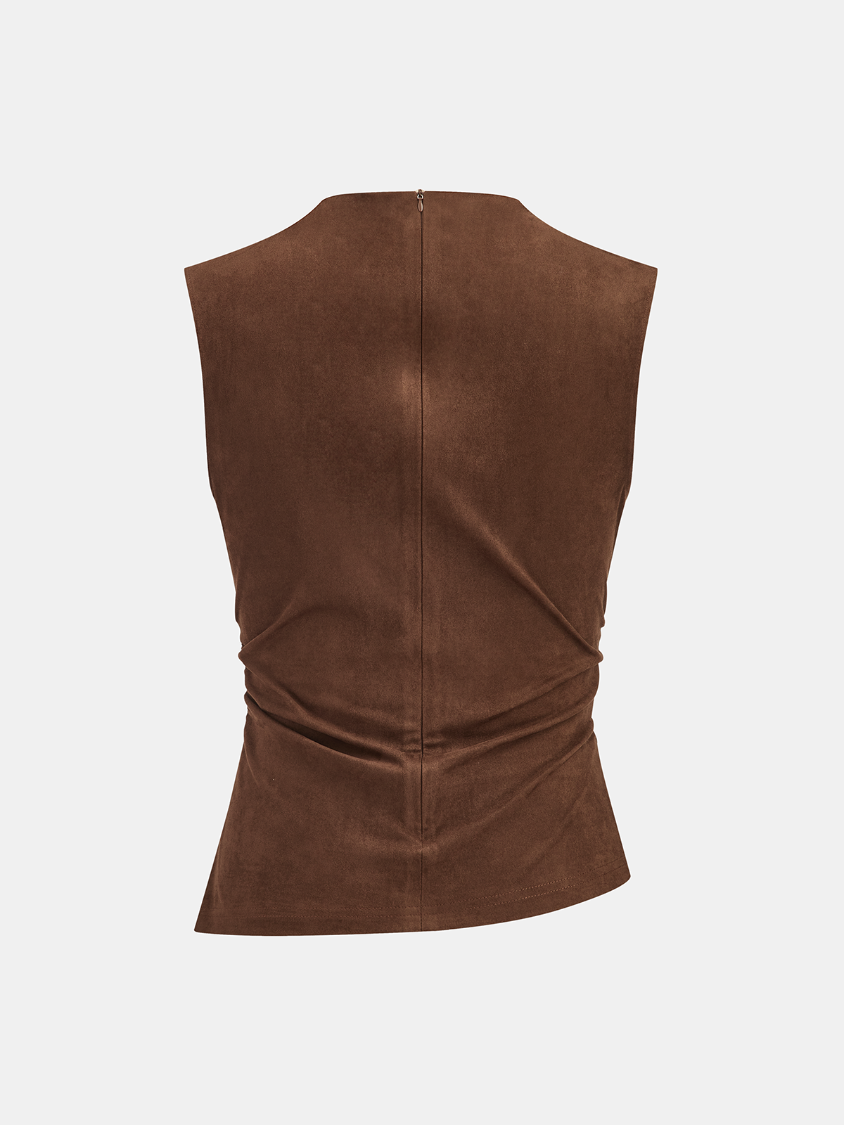 Suede Effect Ruched Sleeveless Vest