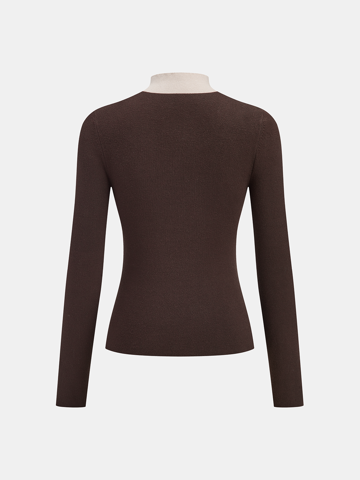Color Block Mock Neck Fitted Knit Top