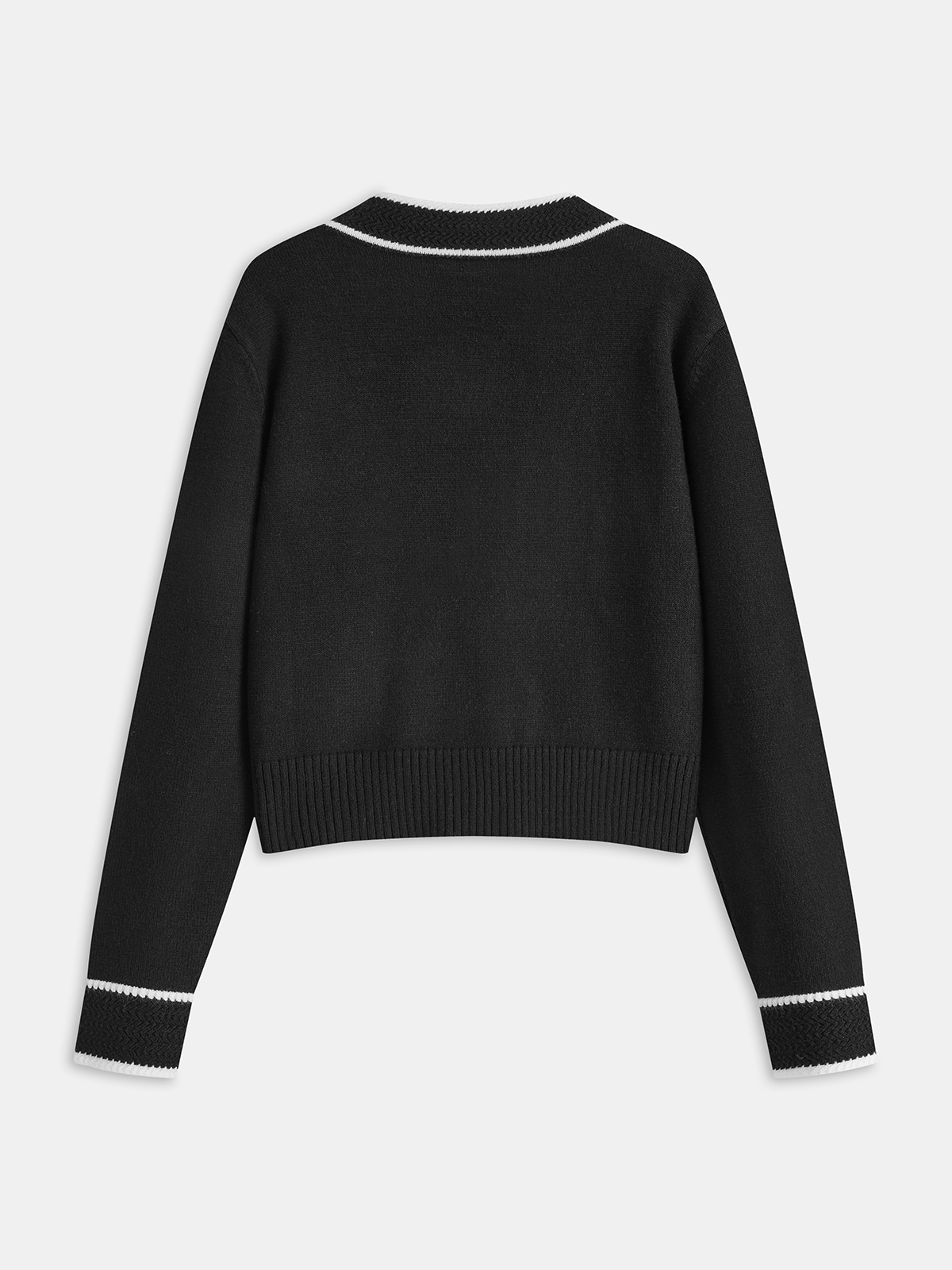 Contrast Trim Metal Button Wool-Blend Cardigan