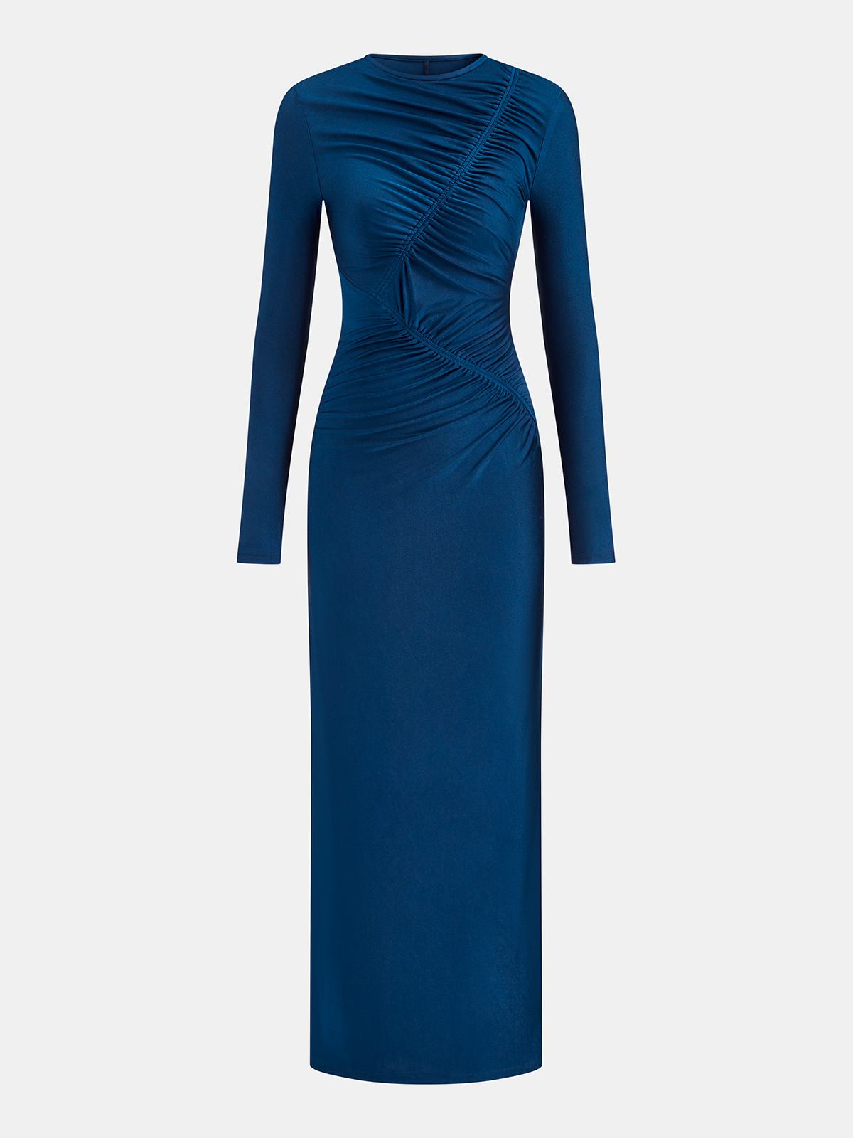 Ruched Long-Sleeve Maxi Dress