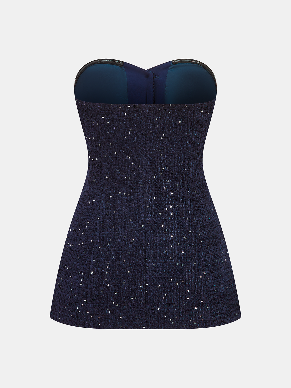 Metal Button Sequin Tweed Strapless Vest