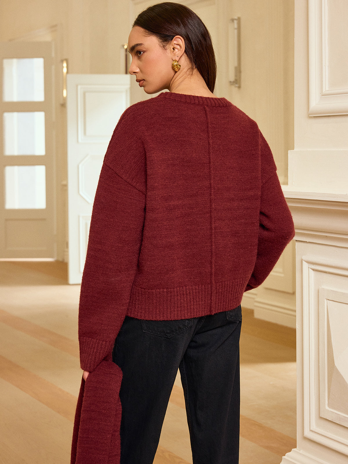 Oversized Knit Sweater with Scarf