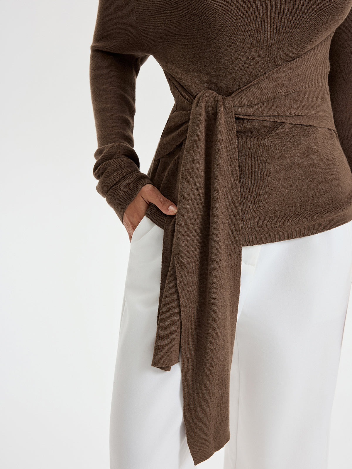 Wide Neck Tie Front Top