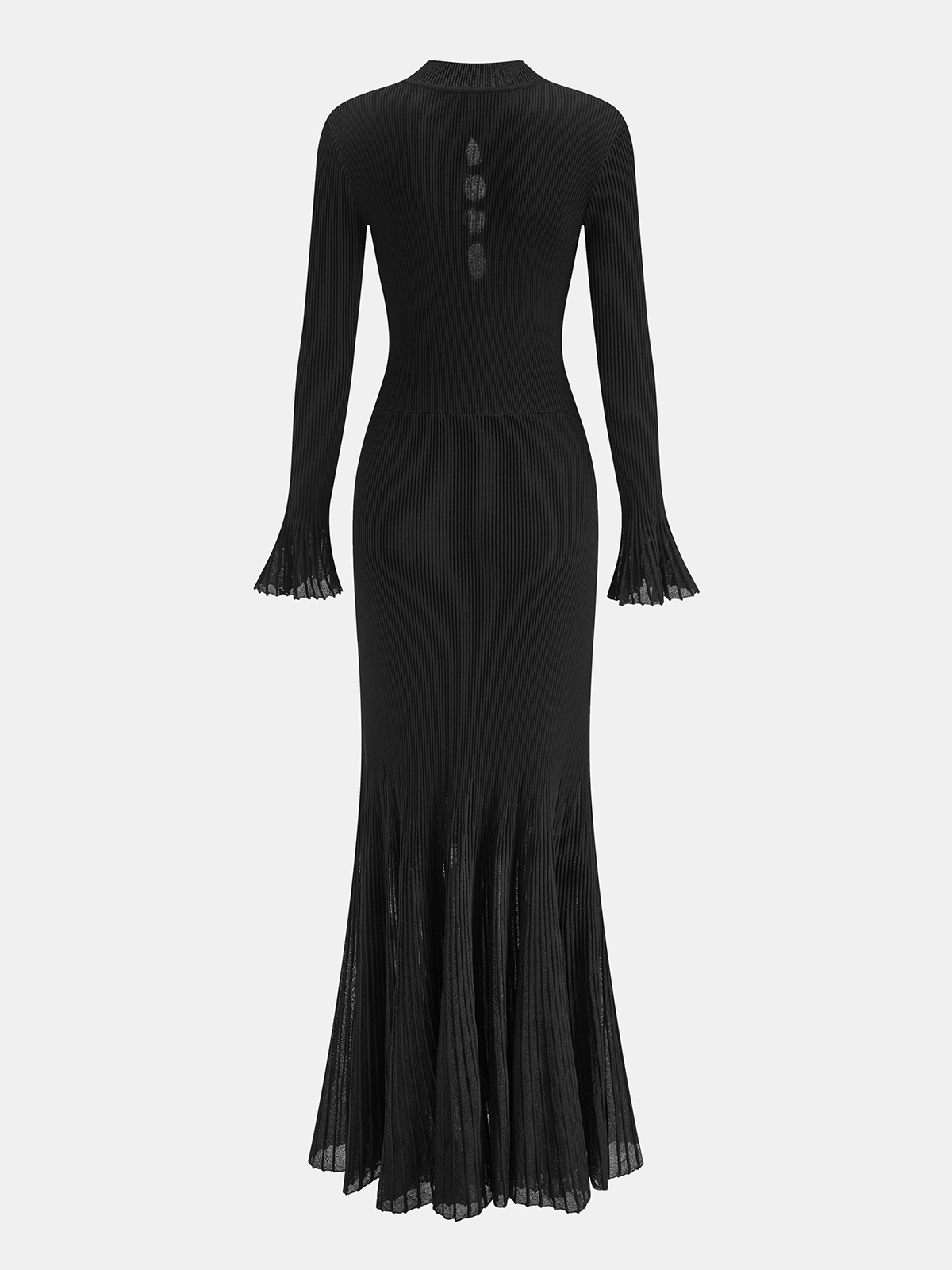 Metal Detail Cut-Out Ribbed Knit Maxi Dress