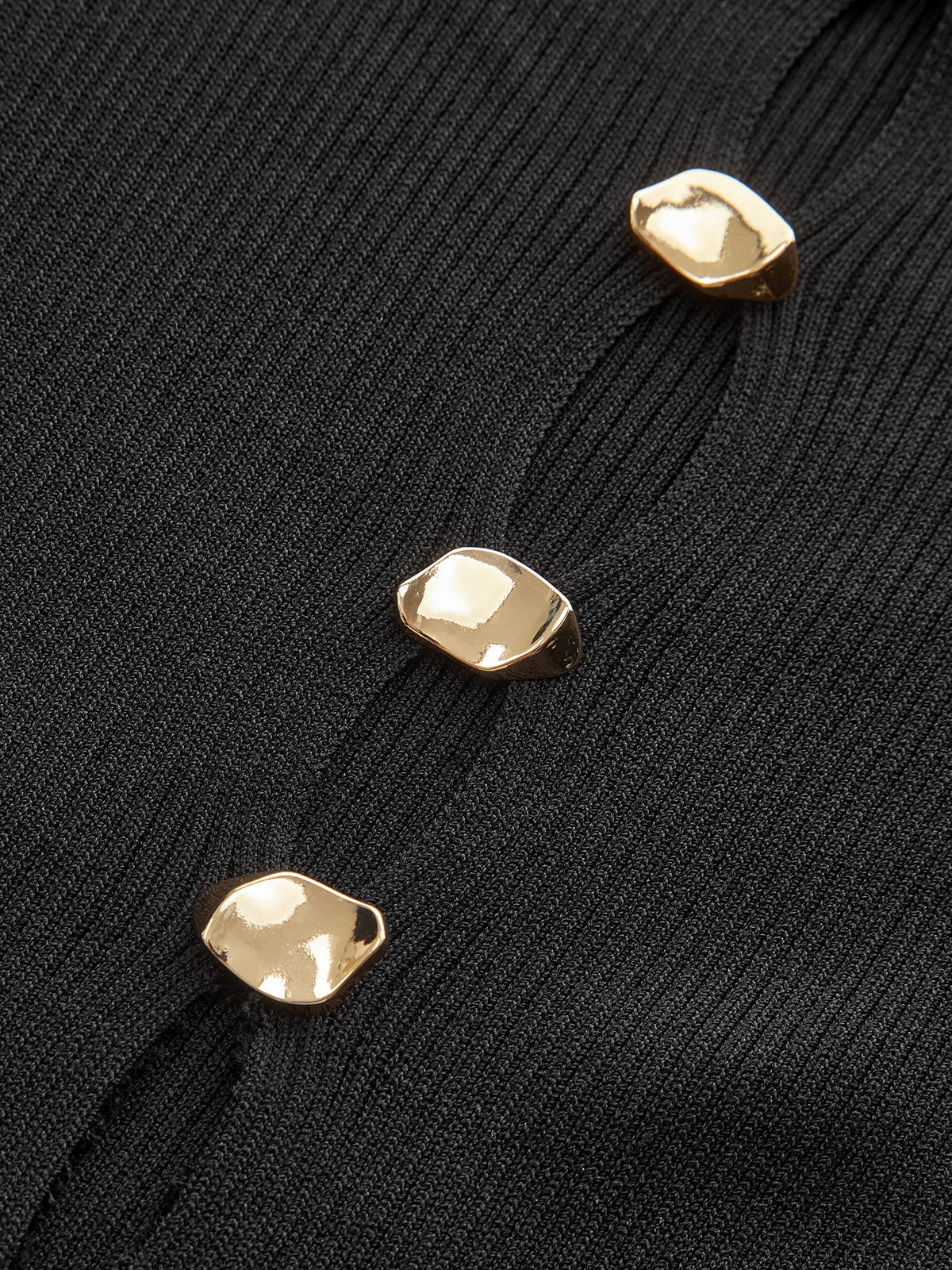 Metal Detail Cut-Out Ribbed Knit Maxi Dress