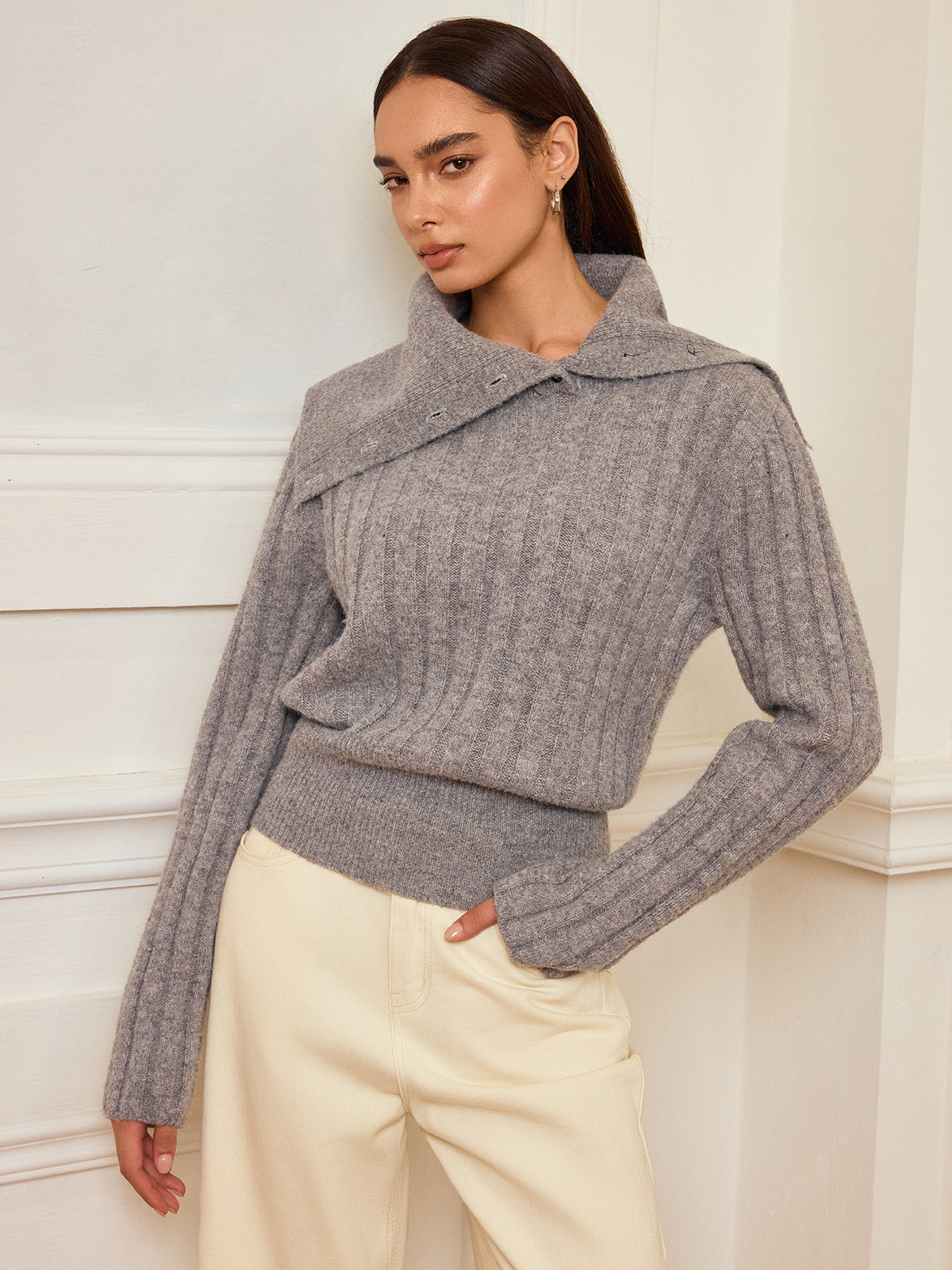 Pullover aus Wollmischung mit Reverskragen