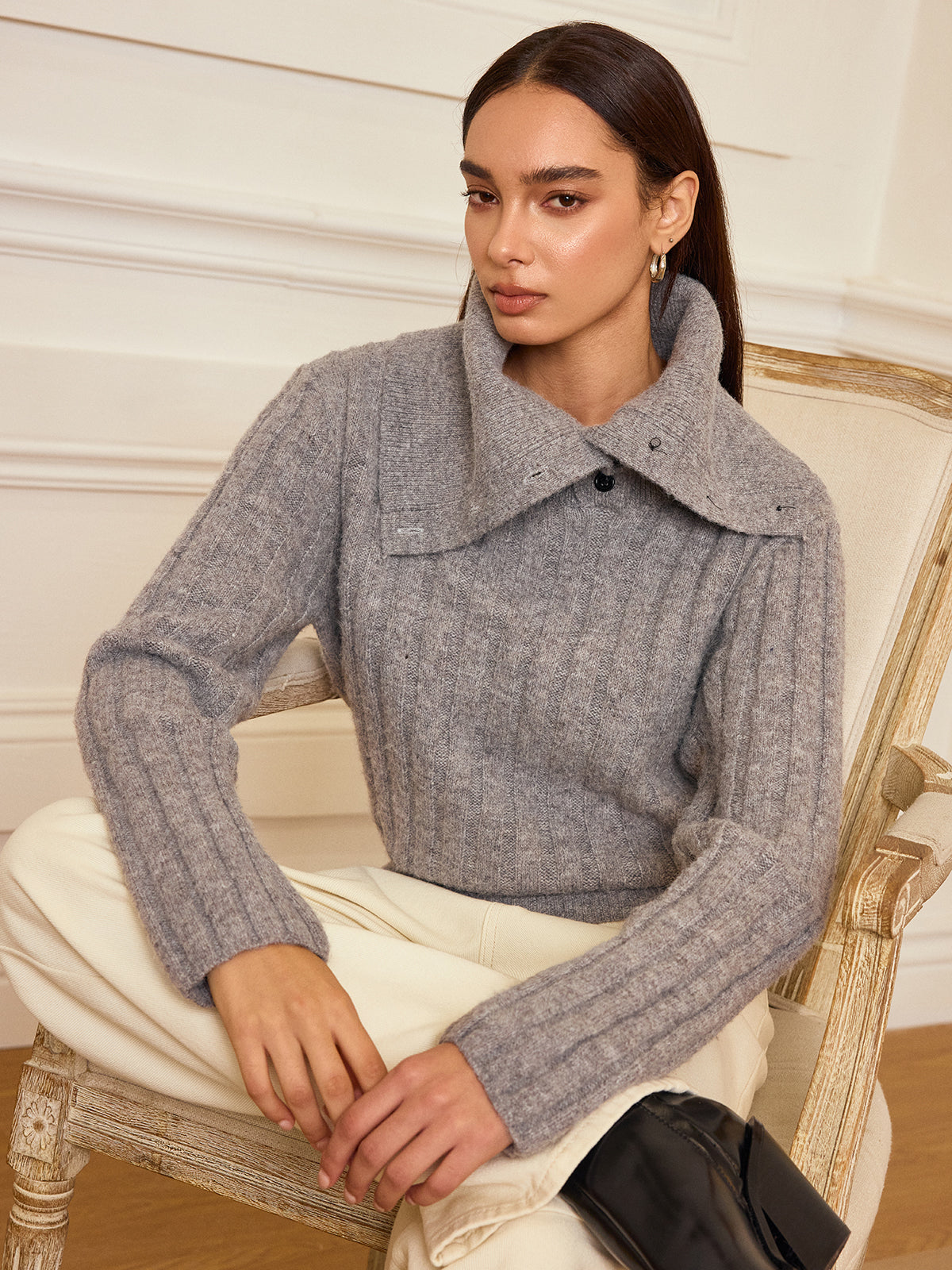 Pullover aus Wollmischung mit Reverskragen