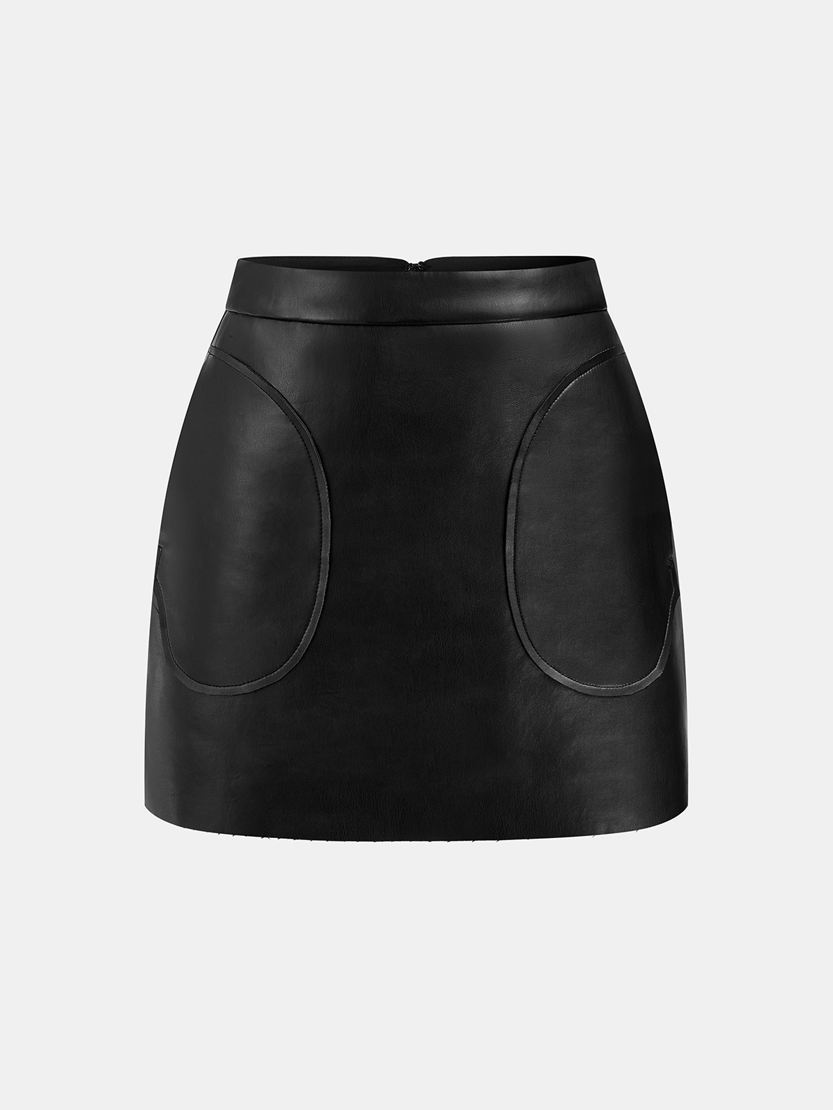 Minirock aus PU-Leder mit ovaler Tasche