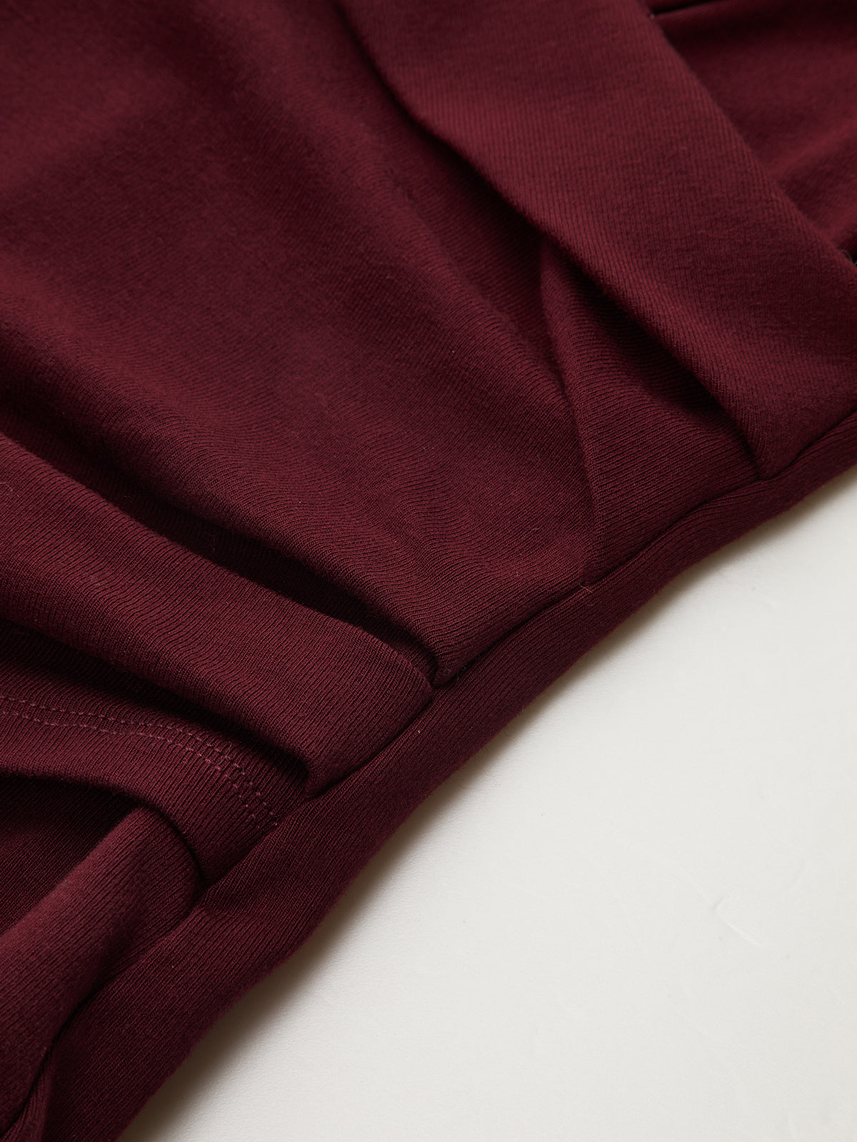 Lapel Ruched Long-Sleeve Top