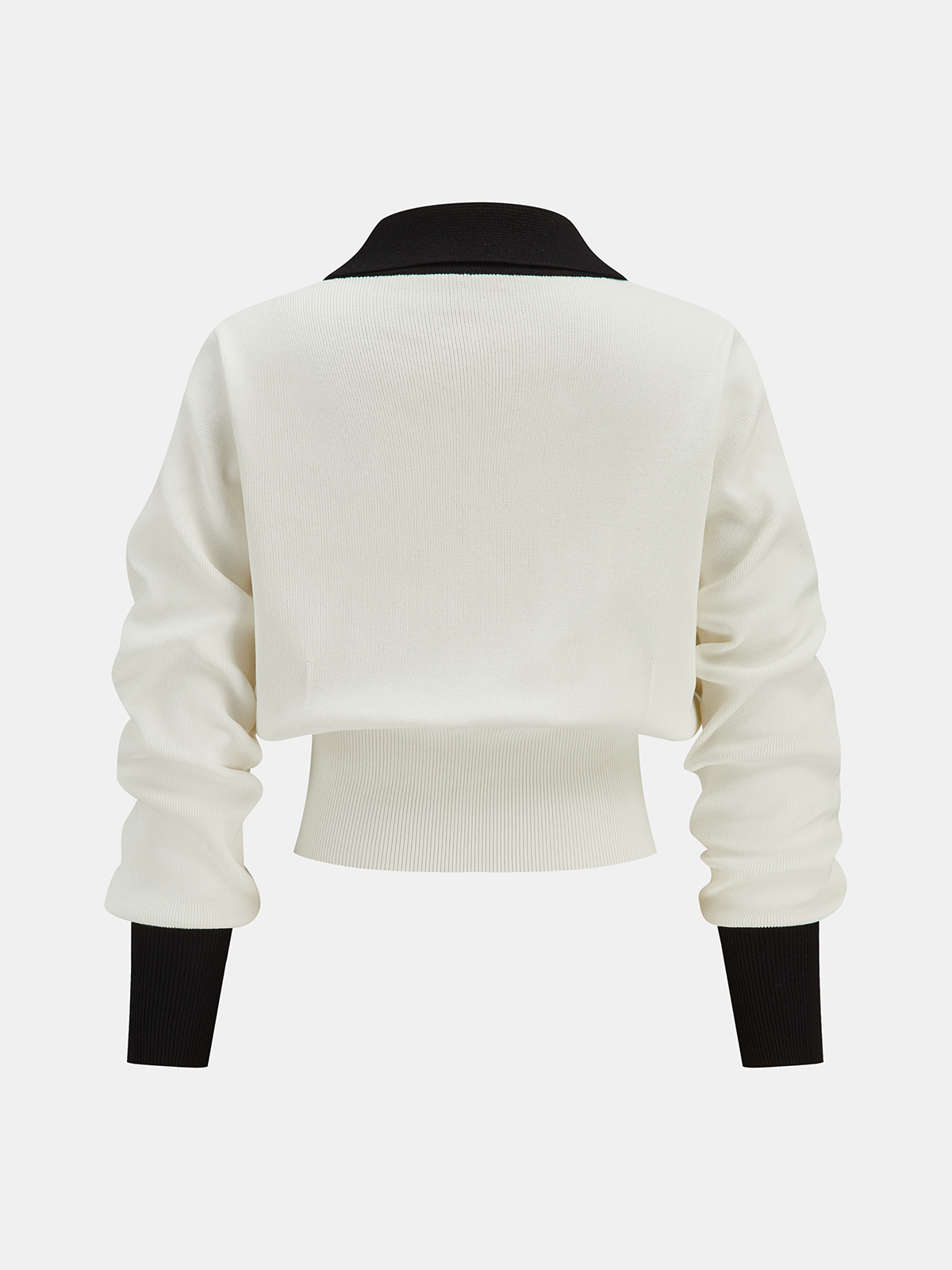 Metal Button Contrast Trim Knit Top