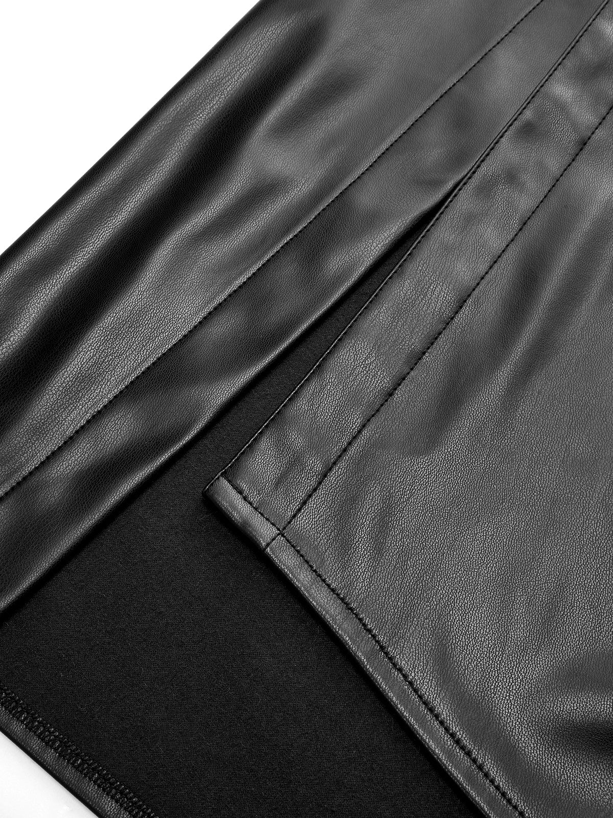 Asymmetrischer Midirock aus gerafftem Kunstleder
