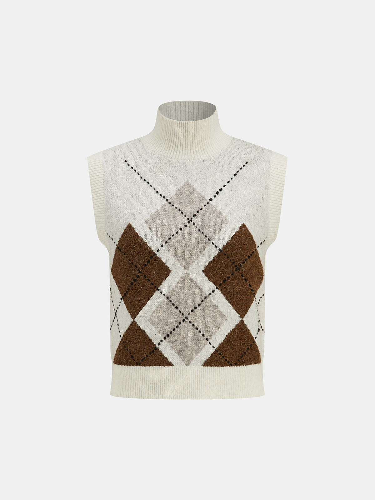 Gilet en maille à col roulé motif losanges