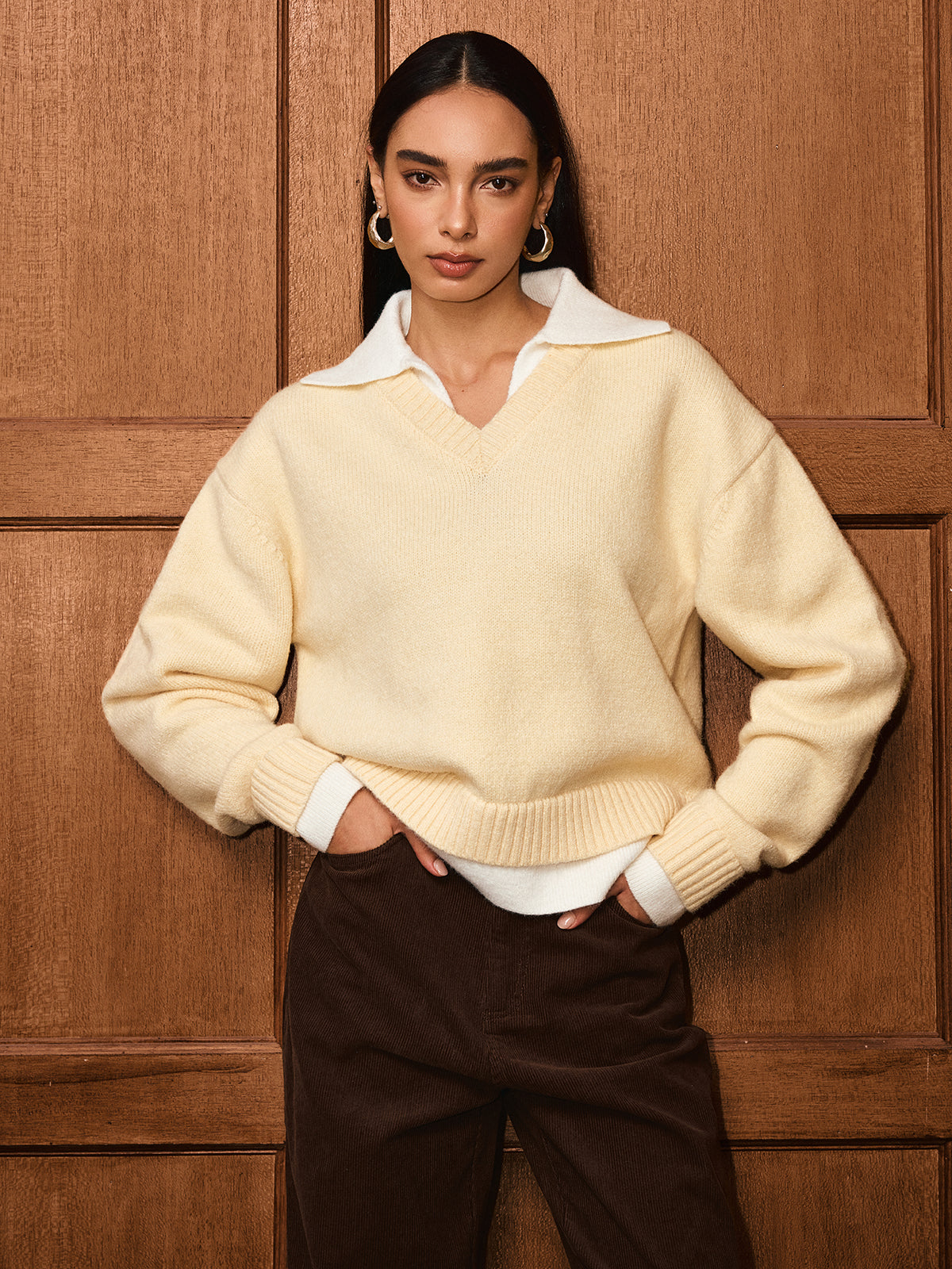 Pull à col polo 2 en 1
