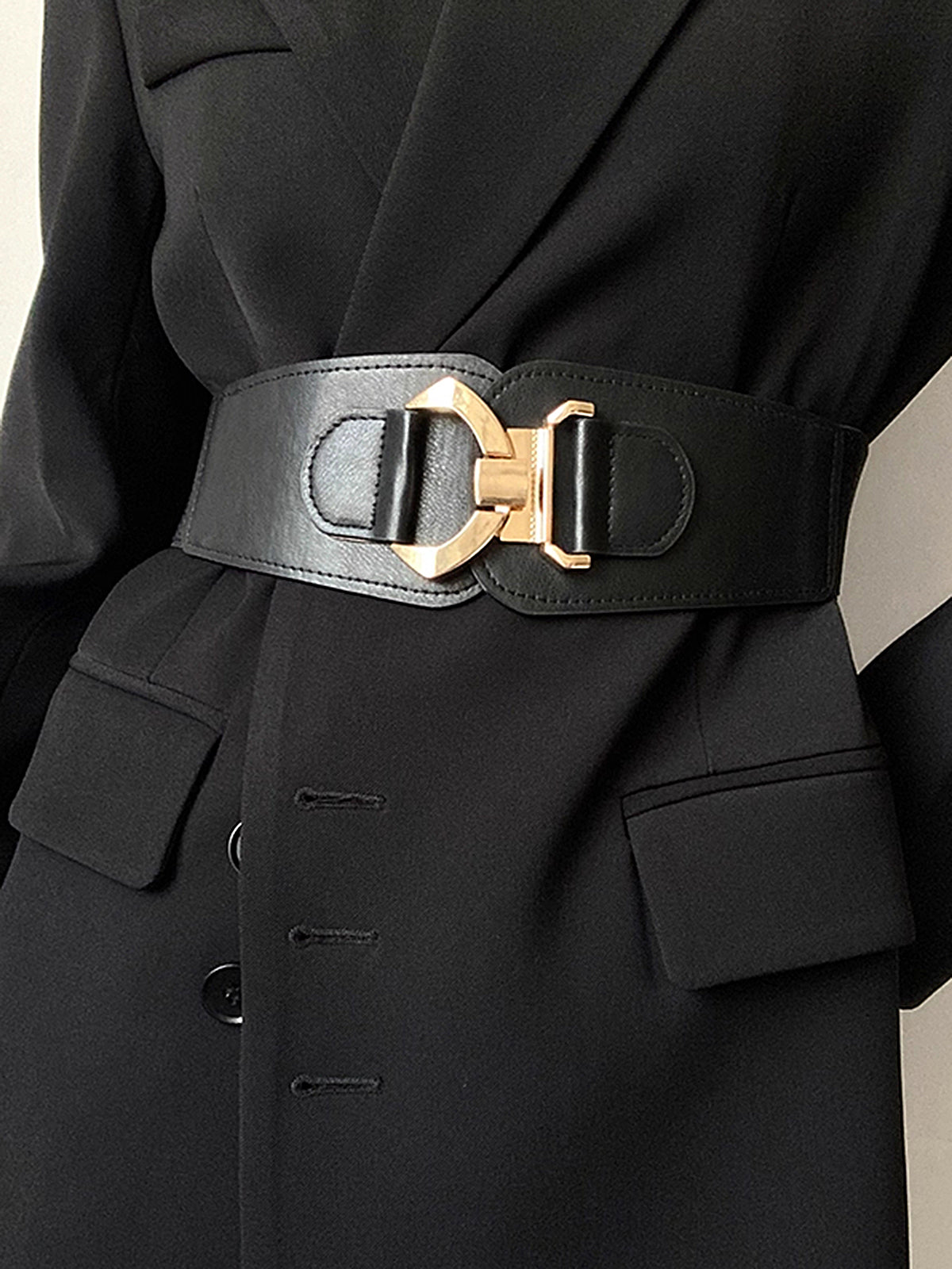 Ceinture large élastique en similicuir