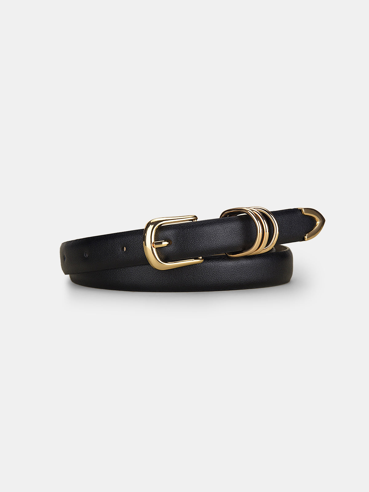 Ceinture minimaliste en similicuir avec boucle dorée