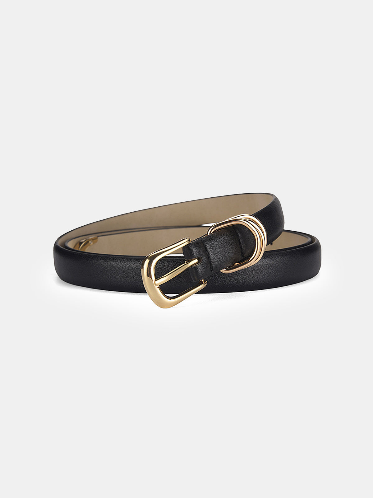 Ceinture minimaliste en similicuir avec boucle dorée