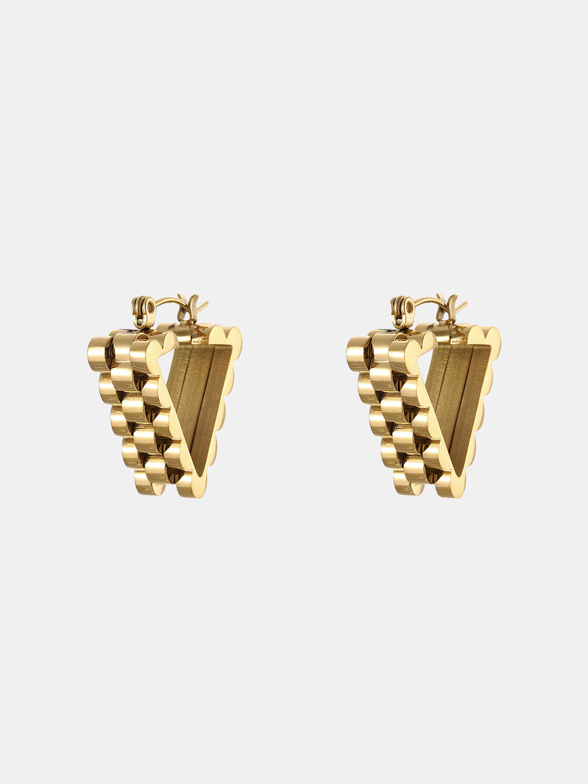 Boucles d'oreilles triangle engrenage doré