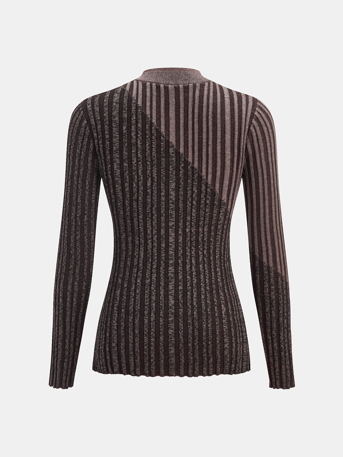 Wool Blend Two-Tone Mock Neck Knit Top