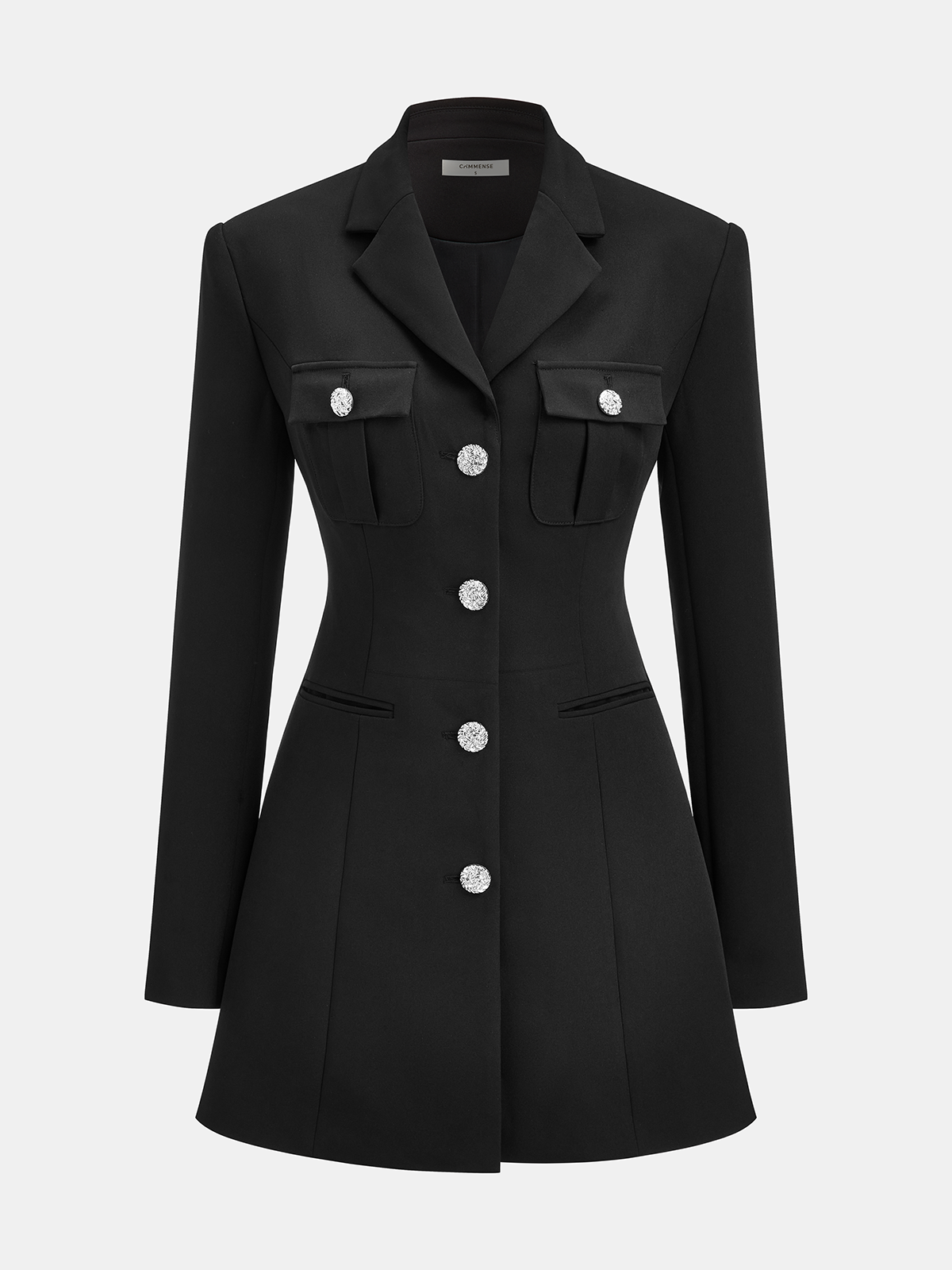 Buttoned Collared Tailored Blazer Dress