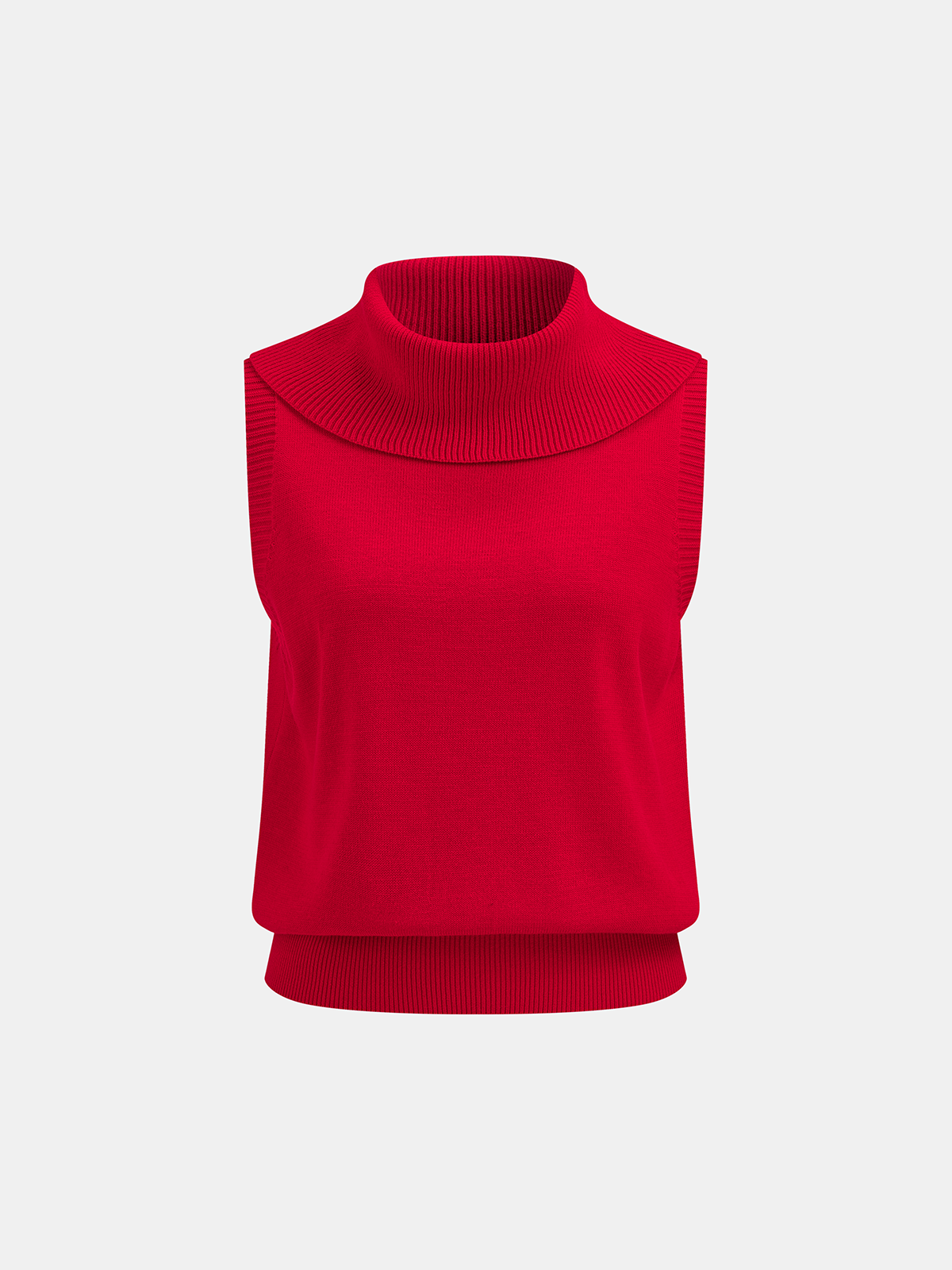 Rollkragenpullover, ärmellose Strickweste