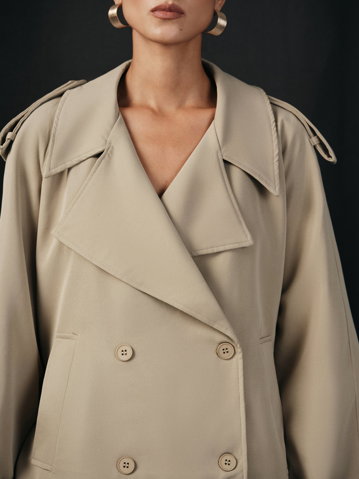 Wide Lapel Belted Trench Coat