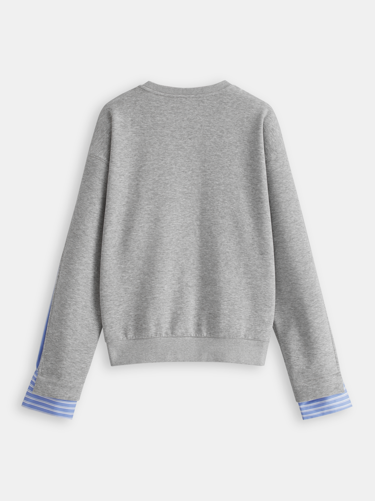 Striped Shirt Panel Crew Neck Sweatshirt