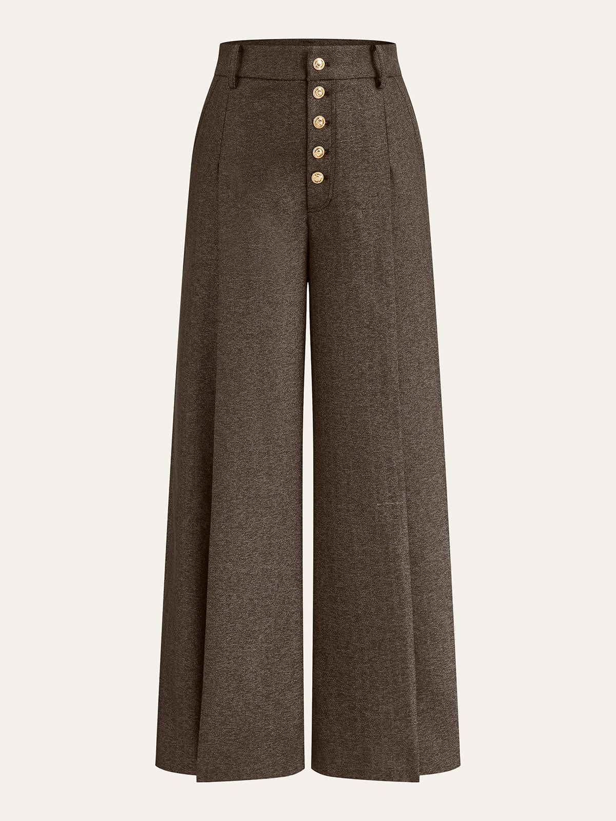 Pantalon large taille haute boutonné sur le devant