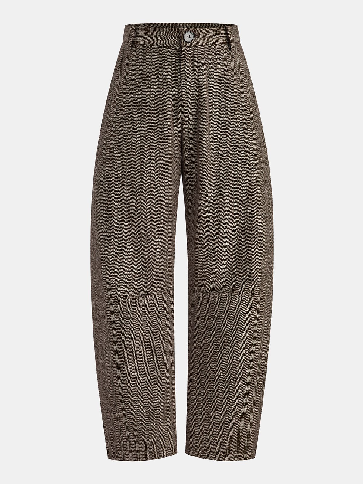 Mid-Waist Hose mit Fischgrätmuster und gekrümmtem Bein