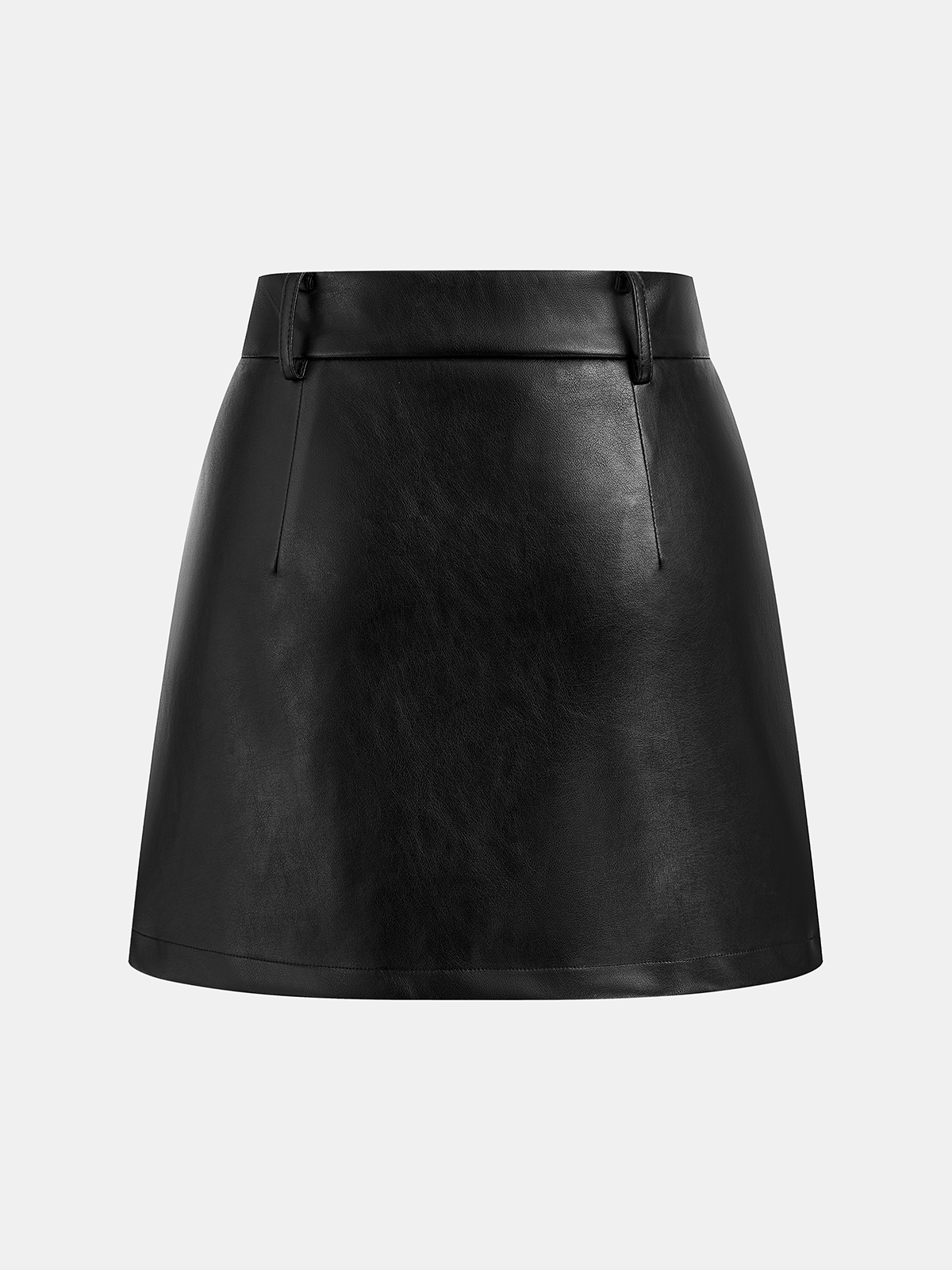 Faux Leather Slit Mini Skirt
