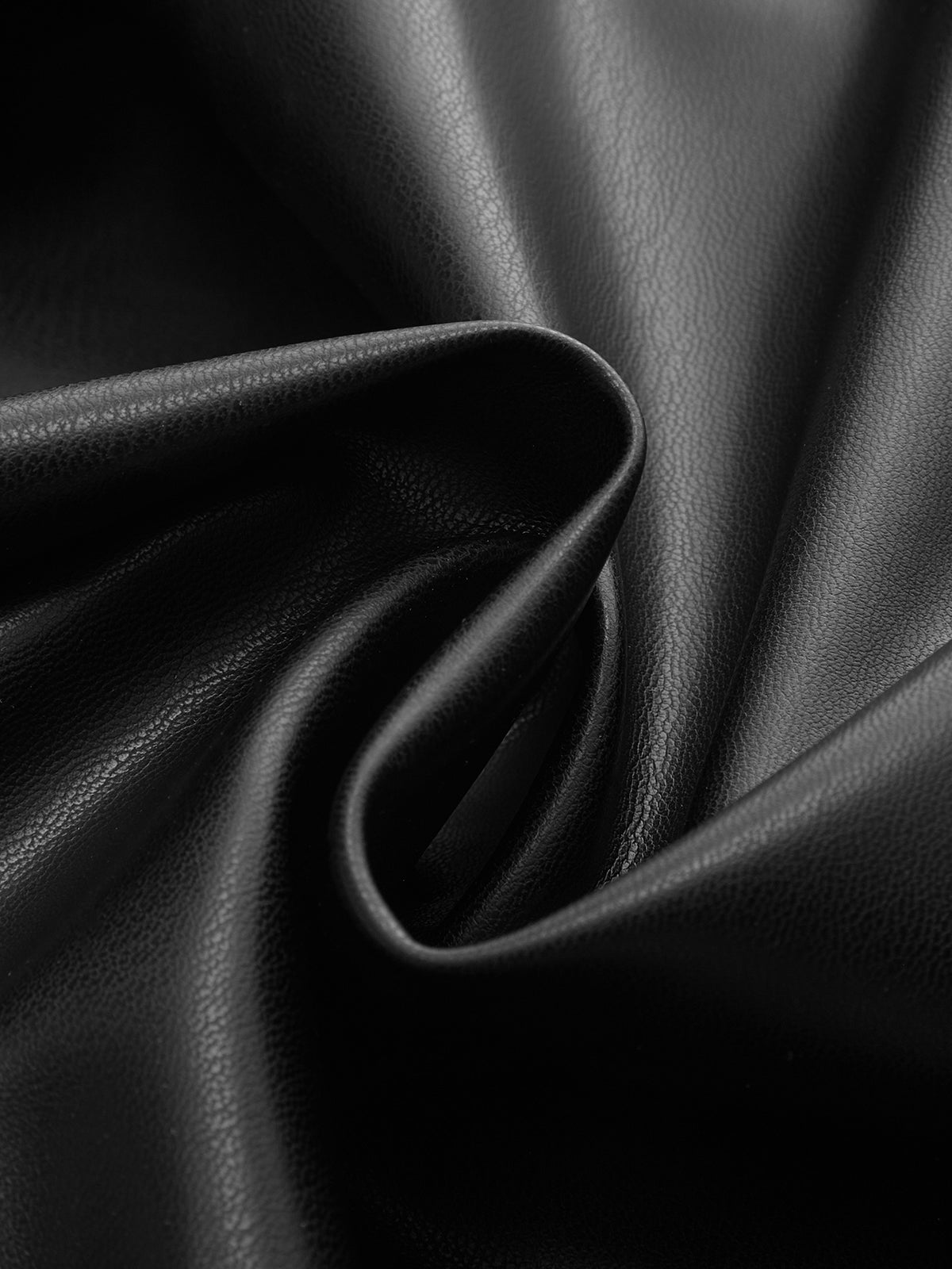 Ruched Twisted Faux Leather Skirt